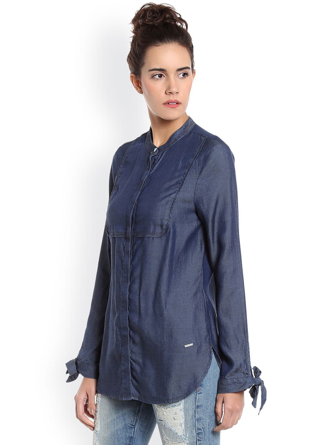Vero Moda Women Blue Chambray Casual Shirt (Image - 1)