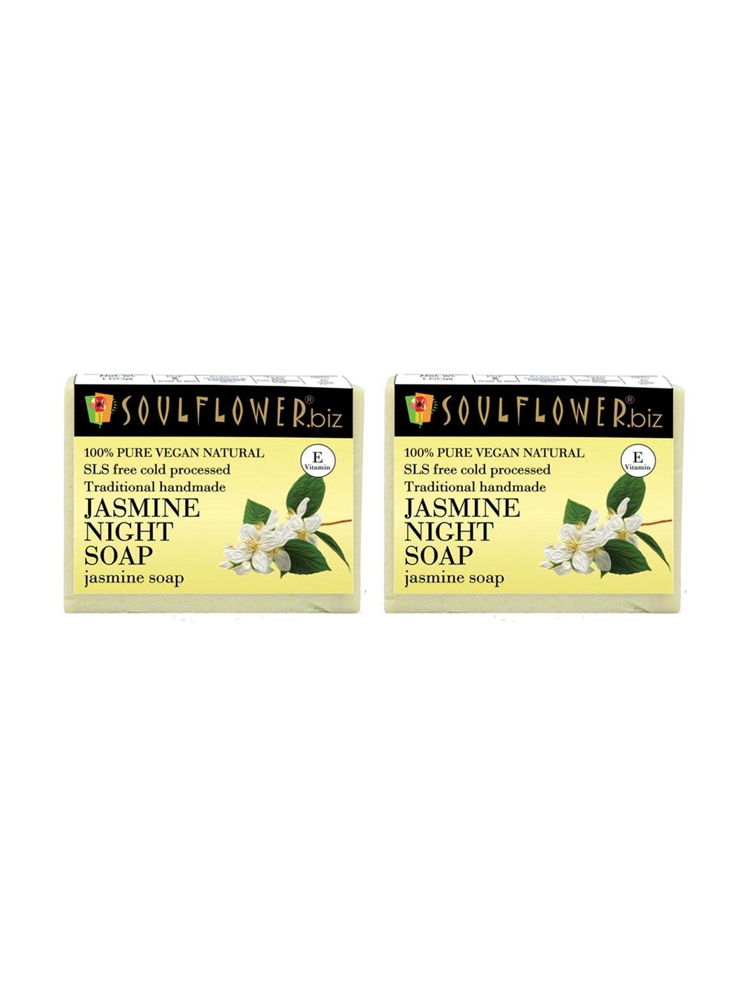 Soulflower Sustainable Unisex Pack of 2 Jasmine Night Soaps (Image - 1)