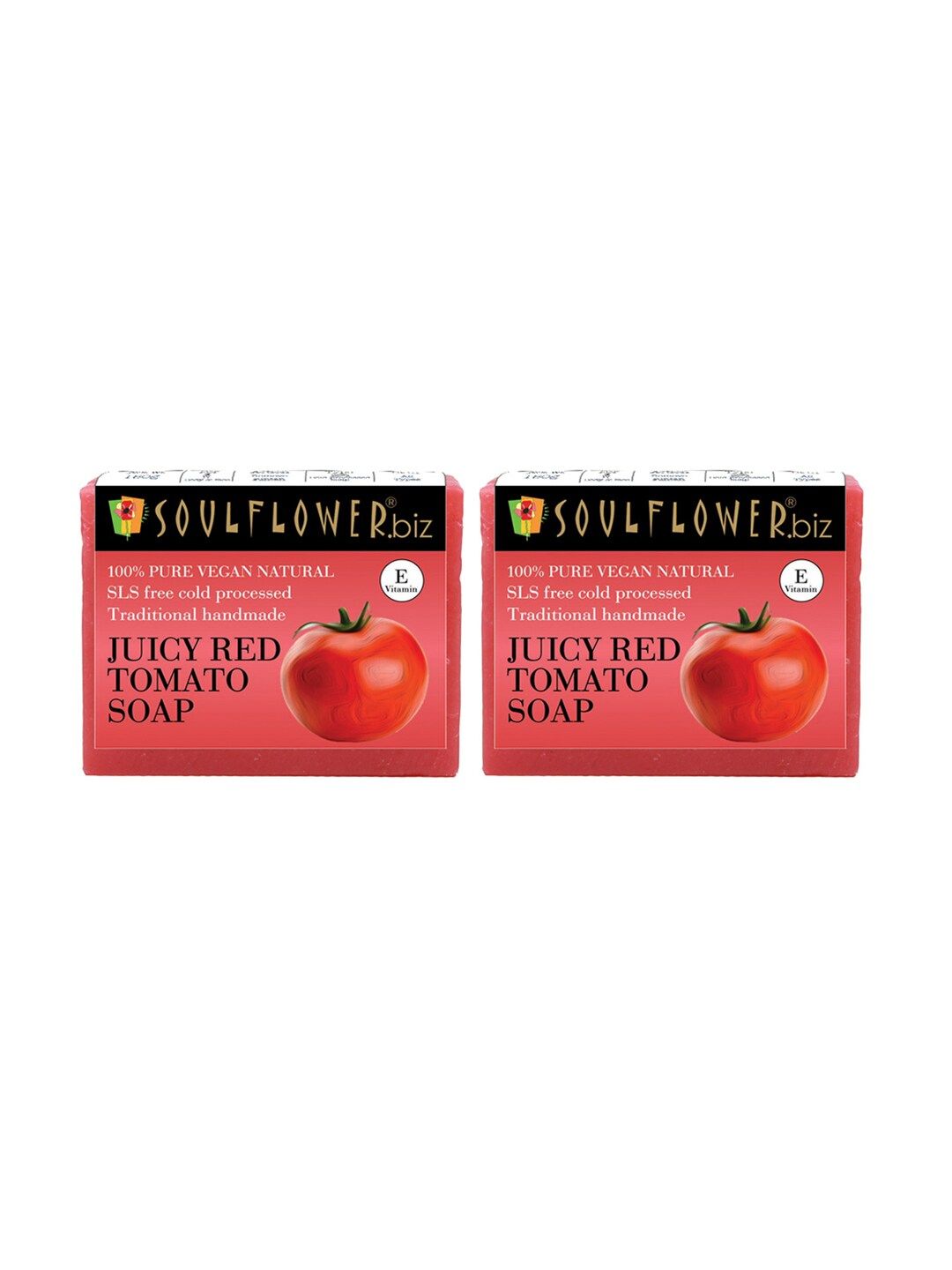 Soulflower Sustainable Unisex Pack of 2 Juicy Red Tomato Soaps (Image - 1)