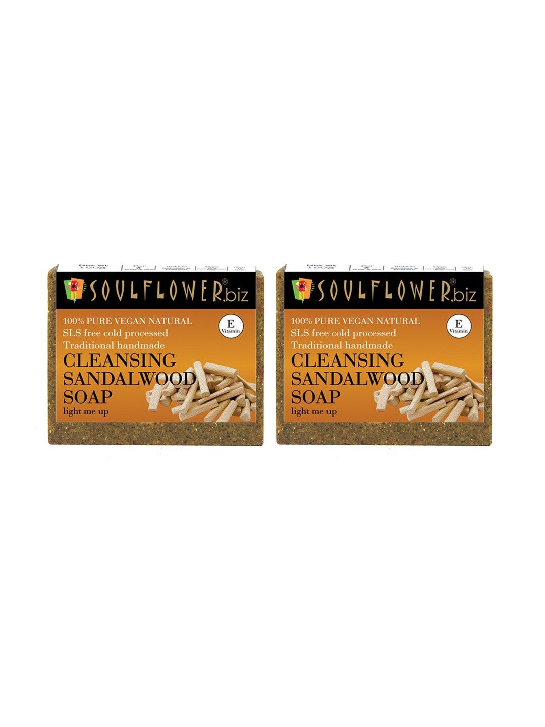 Soulflower Sustainable Unisex Pack of 2 Cleansing Sandalwood Soaps (Image - 1)