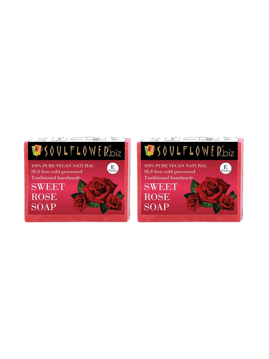 Soulflower Sustainable Unisex Pack of 2 Sweet Rose Soaps (Image - 1)