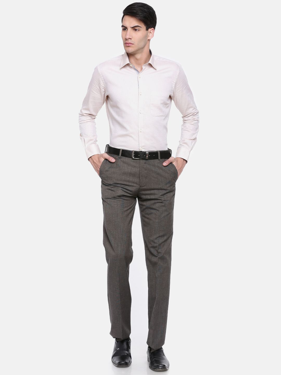 Arrow Men Brown Smart Regular Fit Solid Formal Trousers (Image - 3)