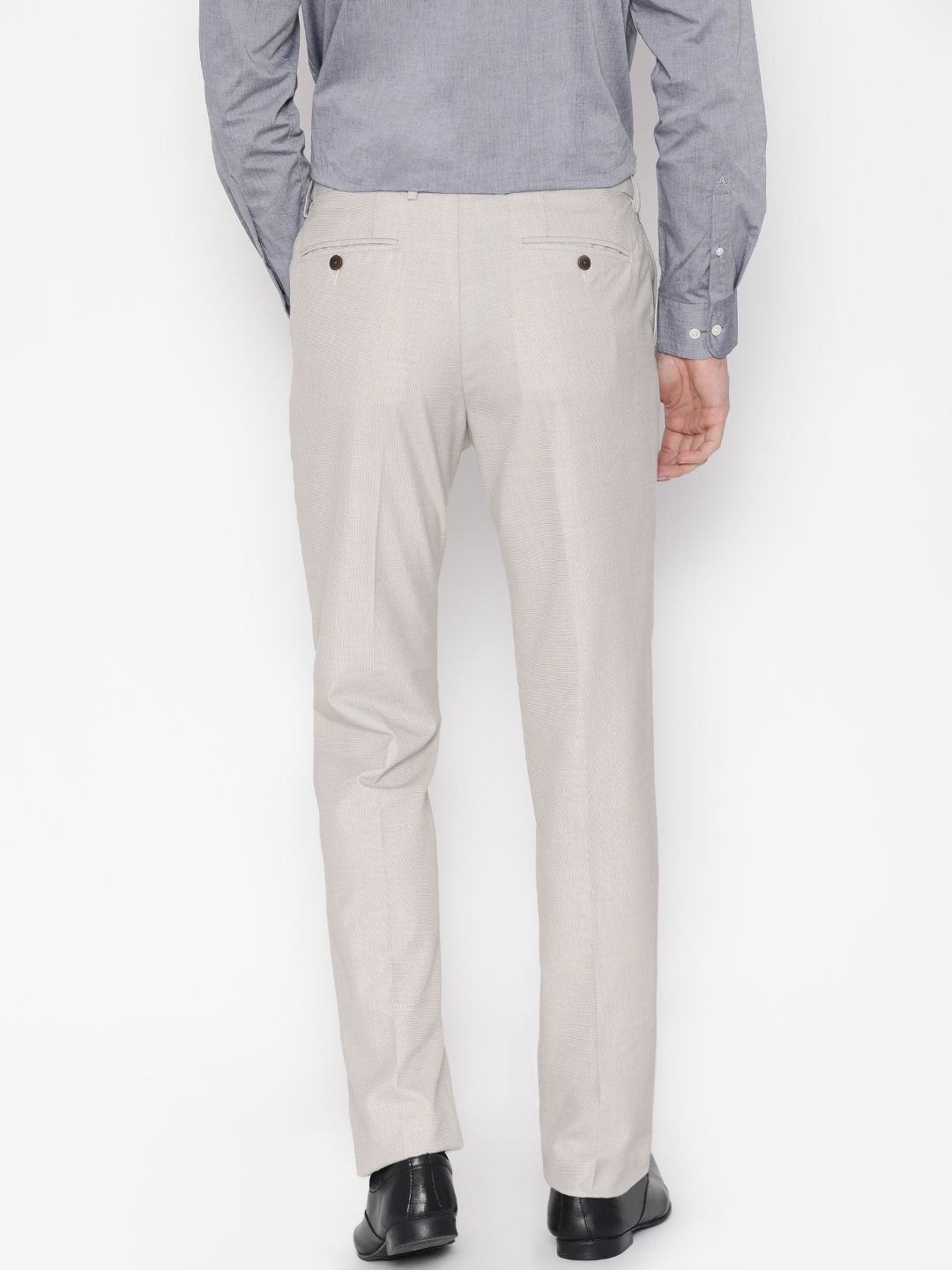 Arrow Men Beige Smart Regular Fit Solid Formal Trousers (Image - 2)