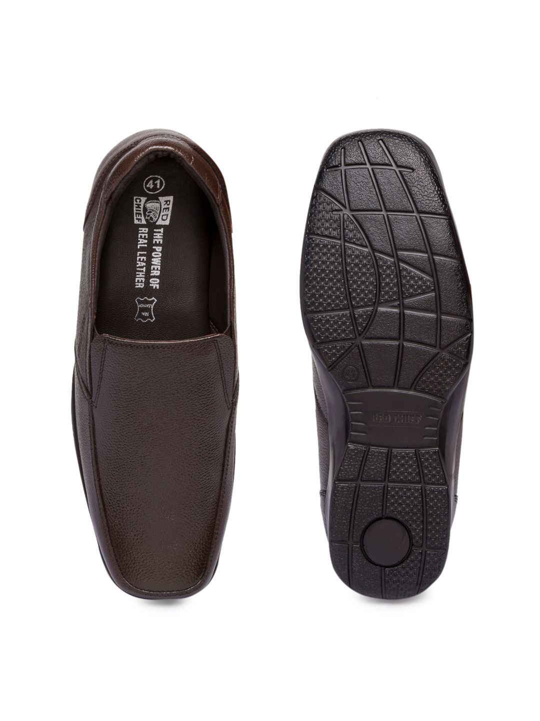 Red Chief Men Brown Genuine Leather Formal Slip-Ons (Image - 3)