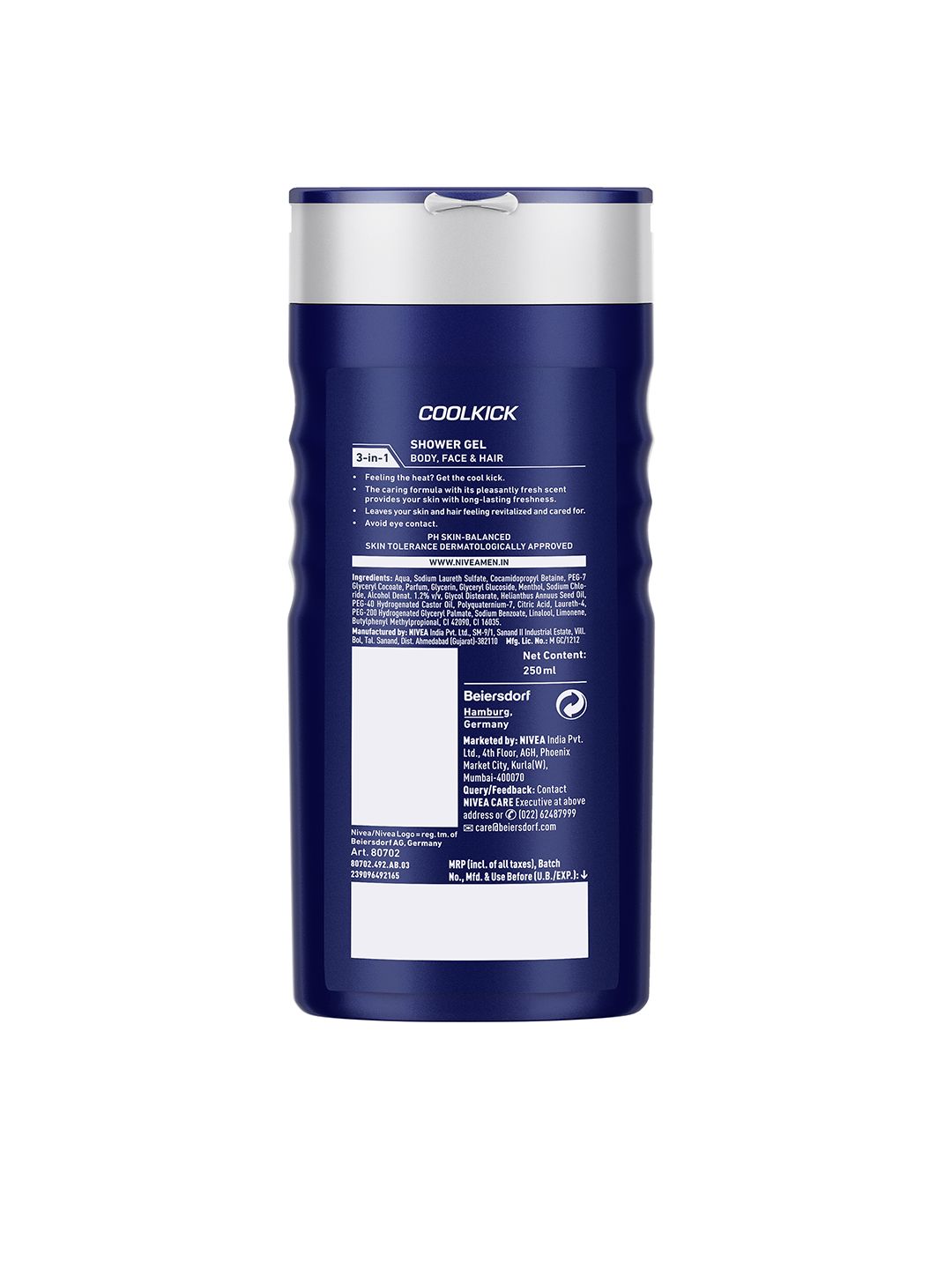 Nivea Men CoolKick 3-in-1 Shower Gel 250 ml (Image - 1)