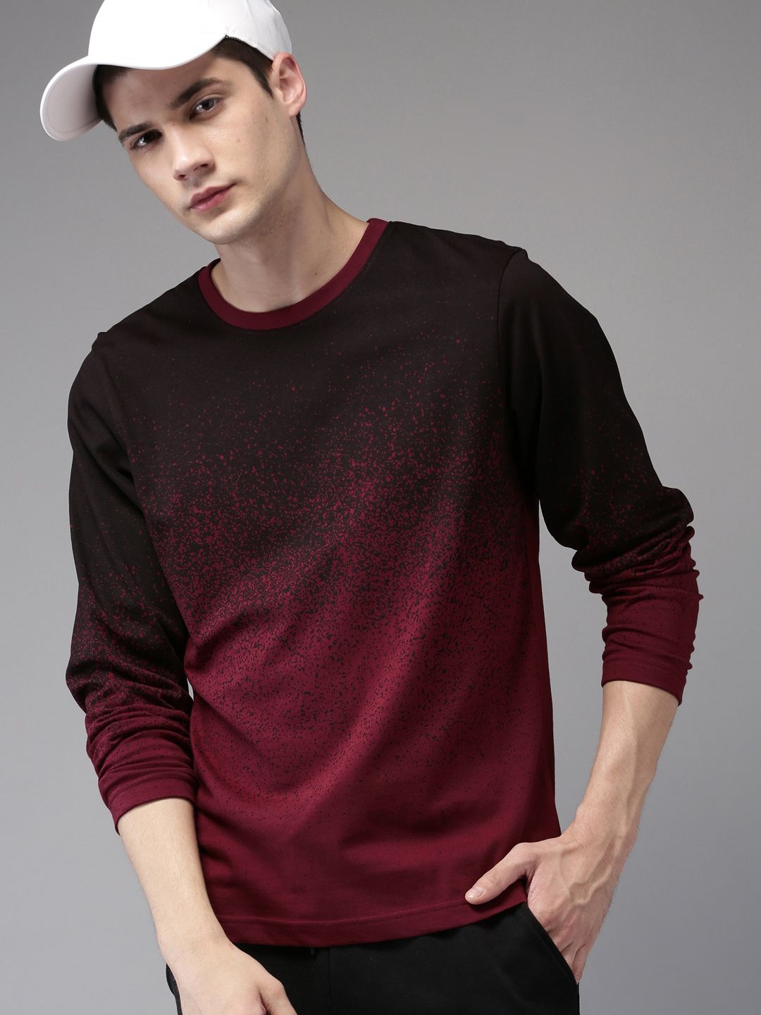 Moda Rapido Men Maroon Printed Round Neck T-shirt (Image - 2)