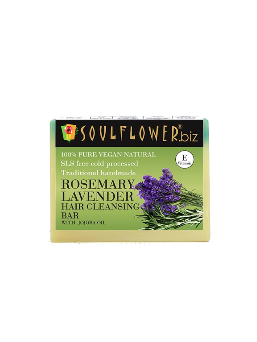 Soulflower Sustainable Unisex Rosemary Lavender Hair Cleansing Bar with Jojoba Oil - 150 g (Image - 2)