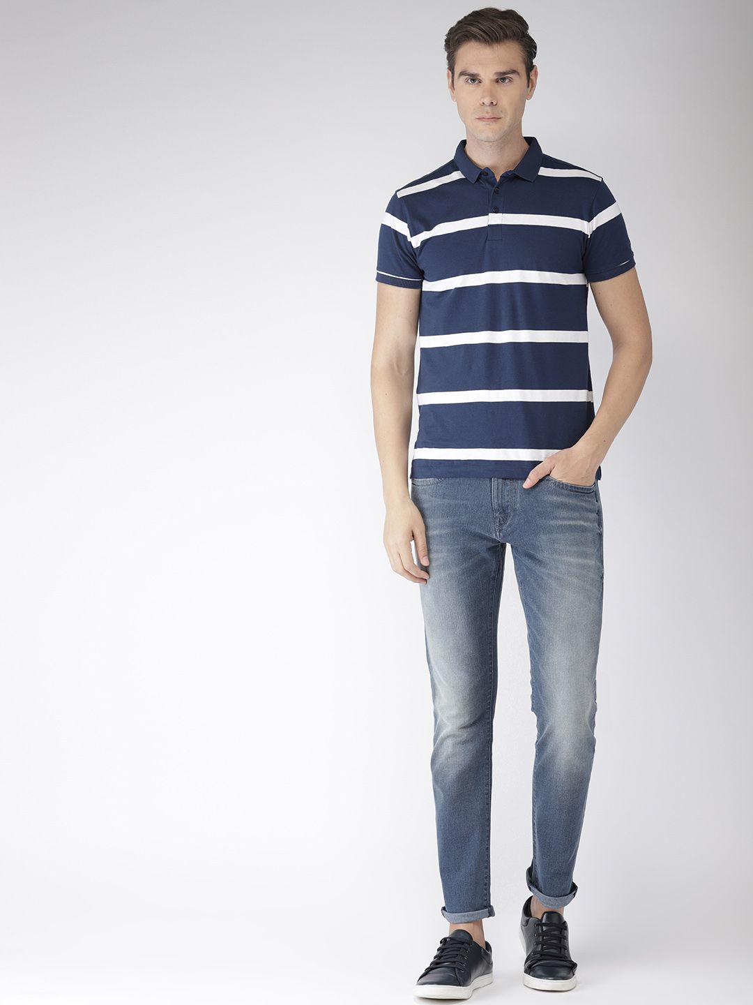 Flying Machine Men Blue Micheal Slim Tapered Fit Mid-Rise Clean Look Stretchable Jeans (Image - 3)