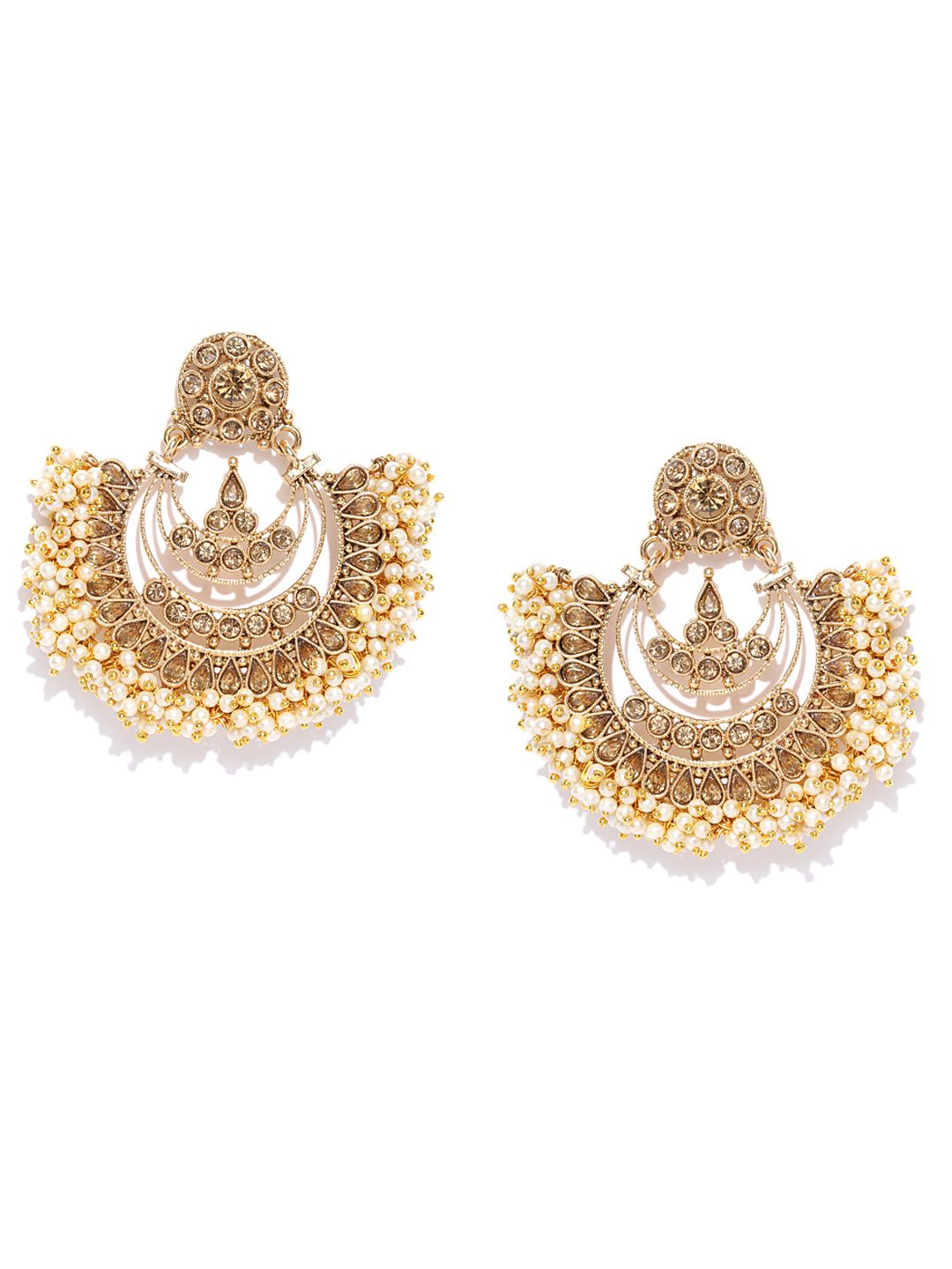 PANASH Gold-Plated Handcrafted Crescent Shaped Chandbalis (Image - 1)