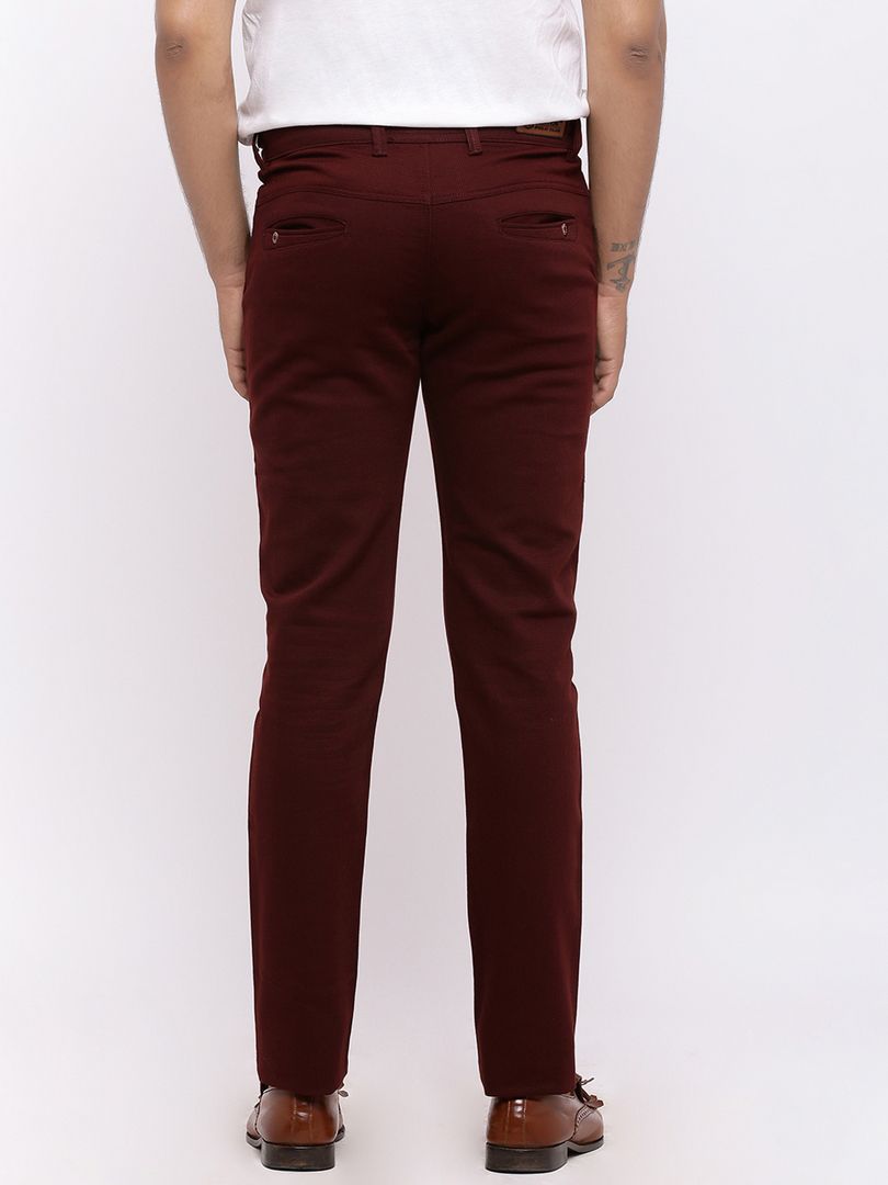 Nation Polo Club Men Maroon Skinny Fit Solid Chinos (Image - 2)