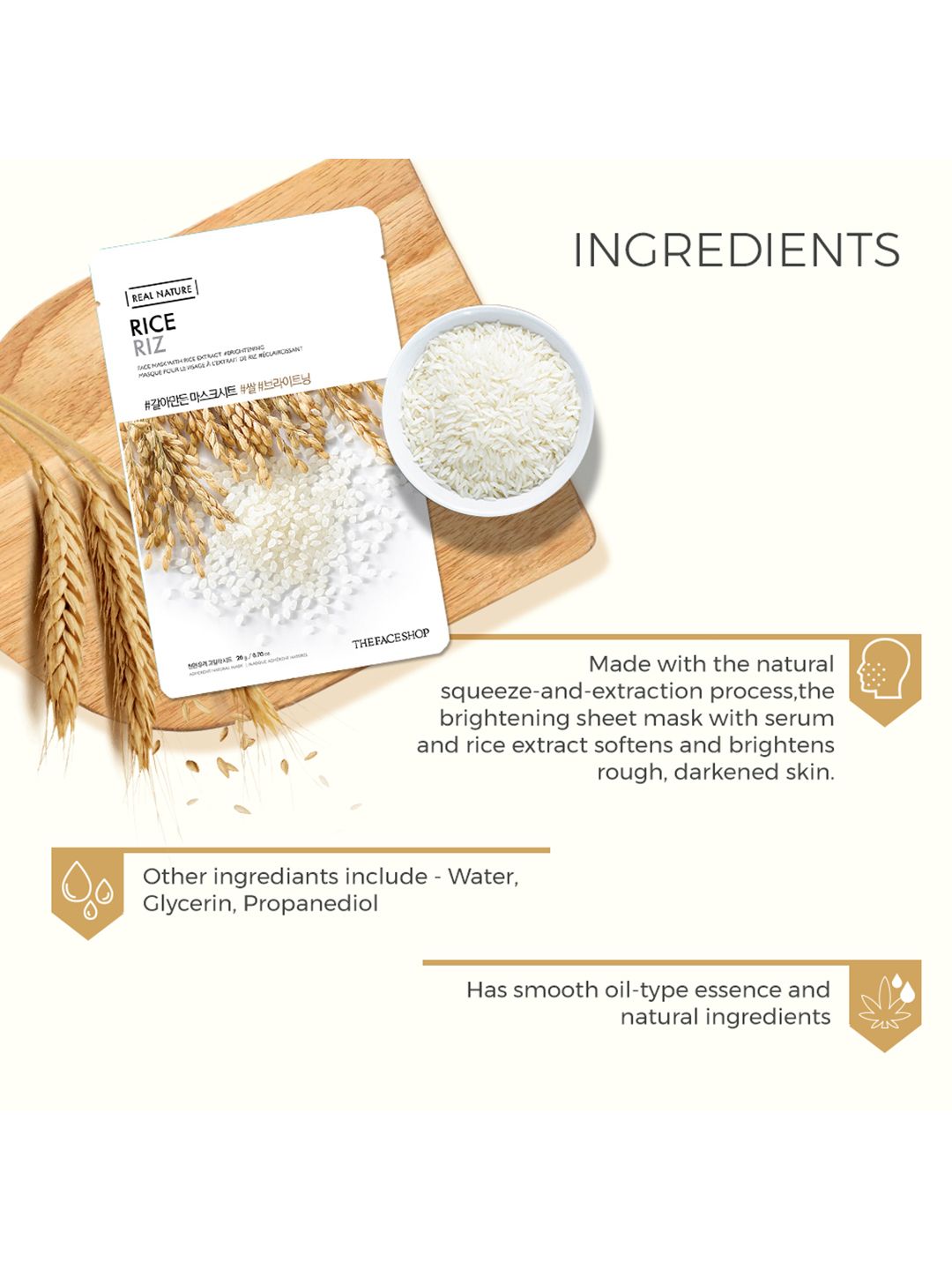 The Face Shop Real Nature Brightening Rice Face Mask 20 g (Image - 2)