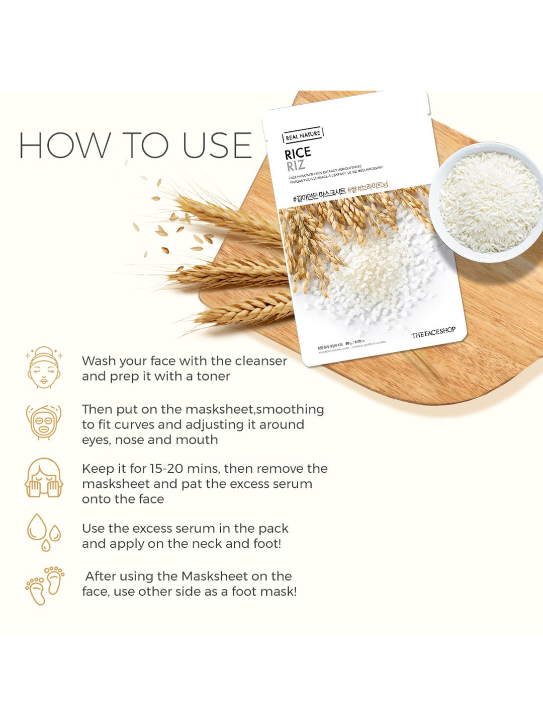 The Face Shop Real Nature Brightening Rice Face Mask 20 g (Image - 3)