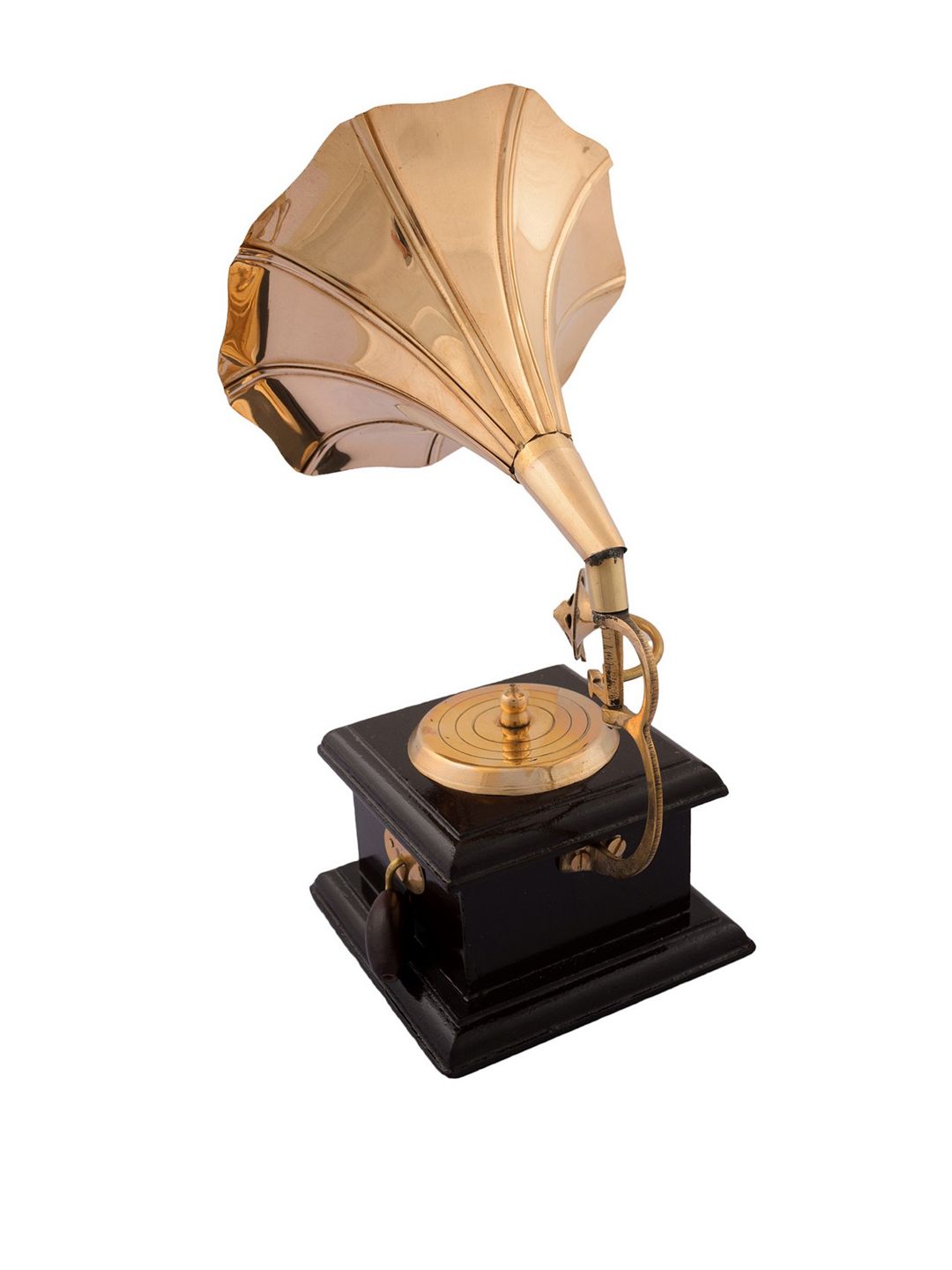 eCraftIndia Gold-Toned Handcrafted Brass Antique Music Decorative Gramophone Showpiece (Image - 3)