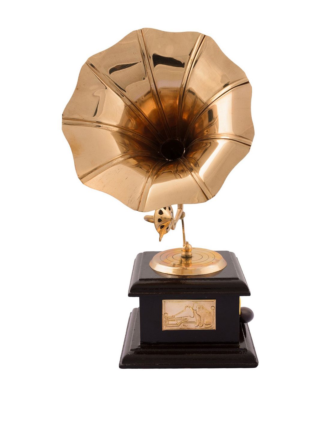 eCraftIndia Gold-Toned Handcrafted Brass Antique Music Decorative Gramophone Showpiece (Image - 1)