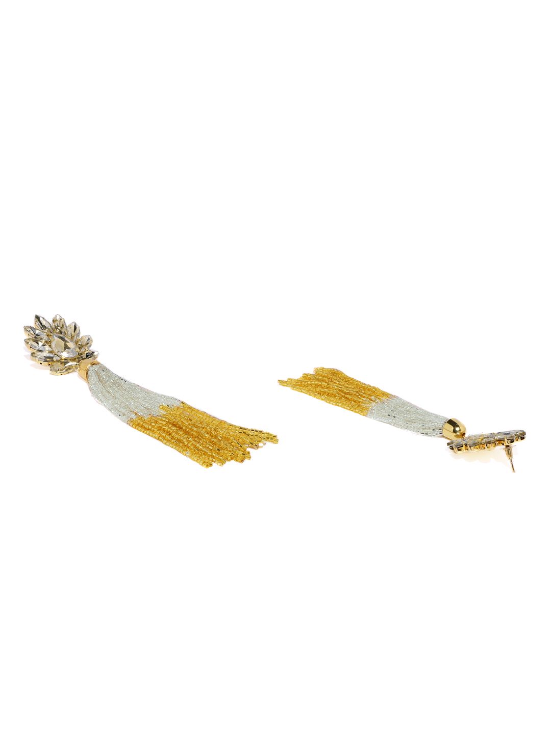 Zaveri Pearls Gold-Toned & White Floral Drop Earrings (Image - 2)