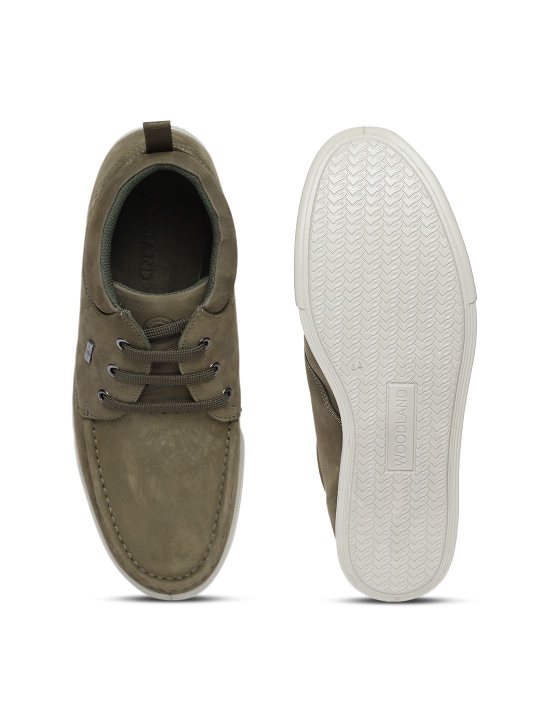 Woodland ProPlanet Men Olive Green Nubuck Leather Sneakers (Image - 3)