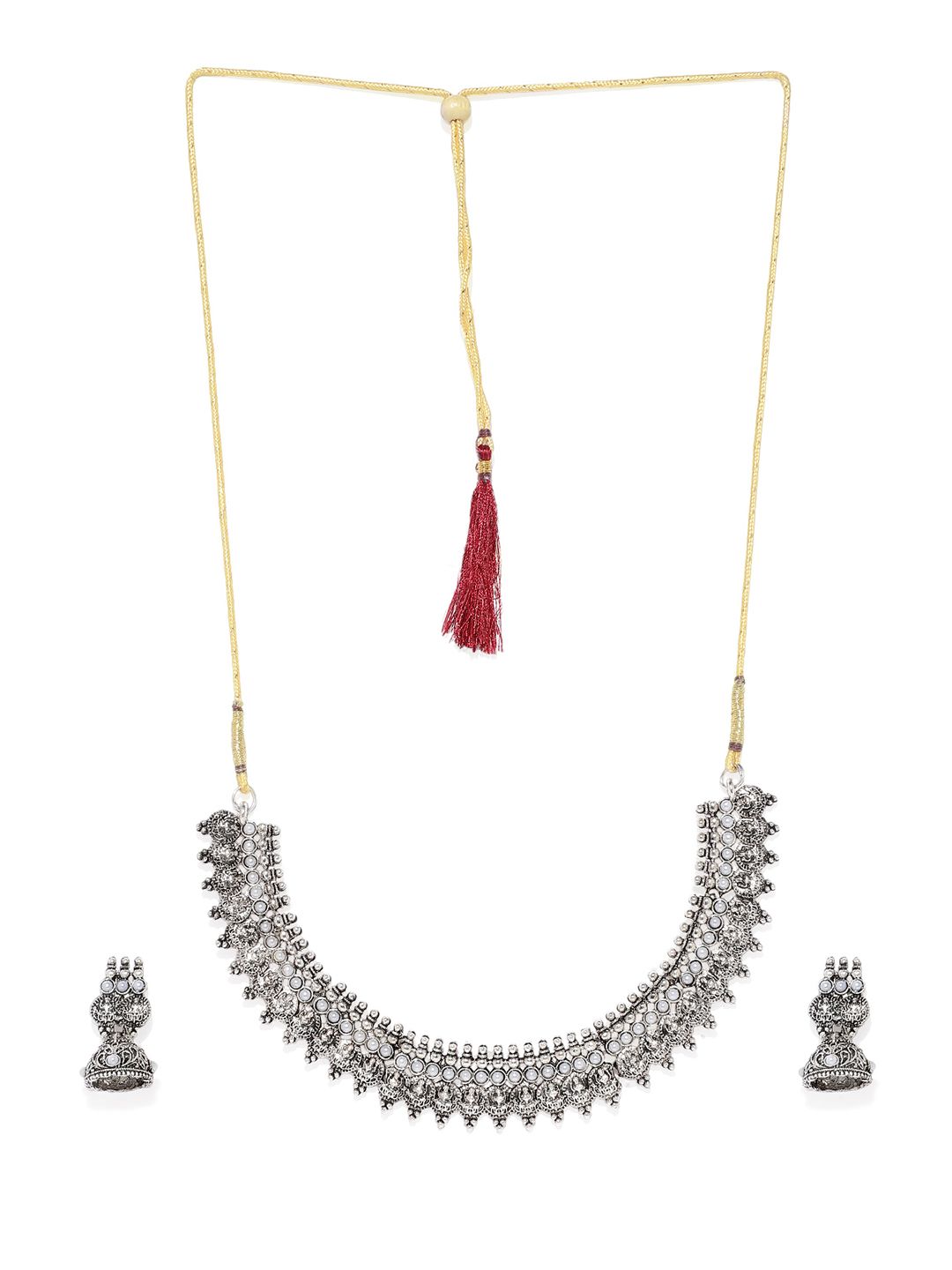 Zaveri Pearls Silver-Toned Goddess Jewellery Set (Image - 2)