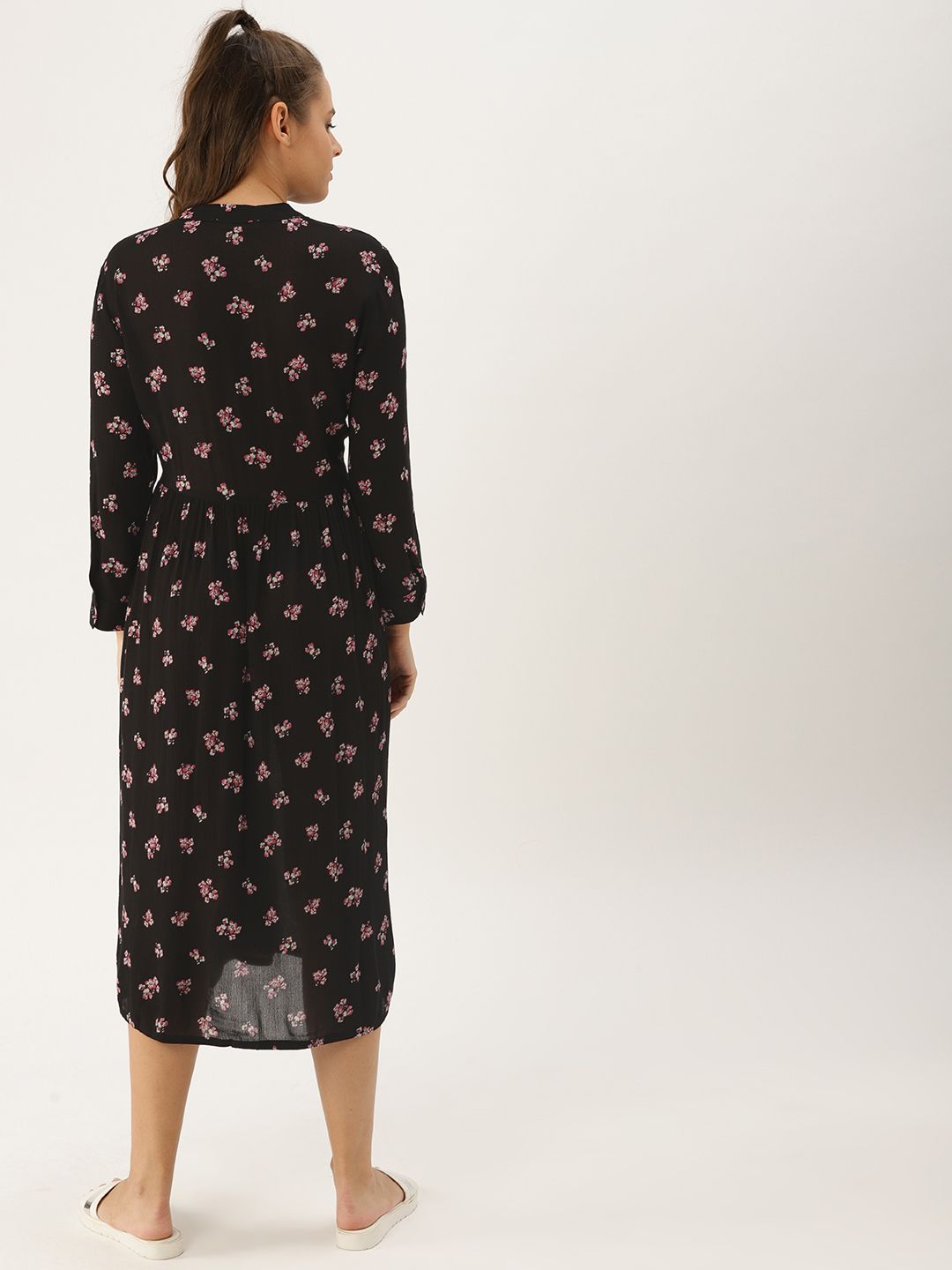 DressBerry Women Black Printed Fit and Flare Dress (Image - 3)