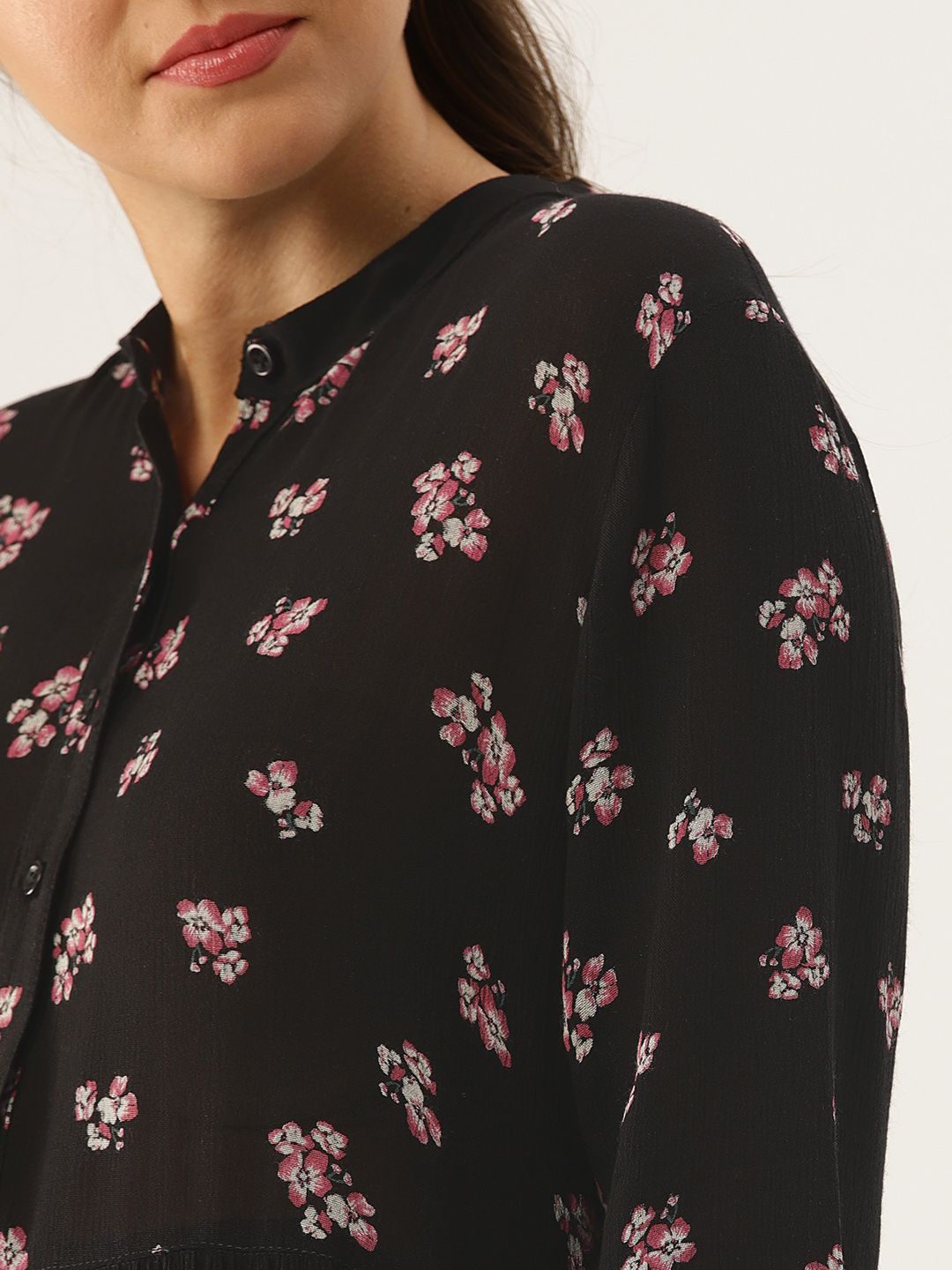 DressBerry Women Black Printed Fit and Flare Dress (Image - 1)