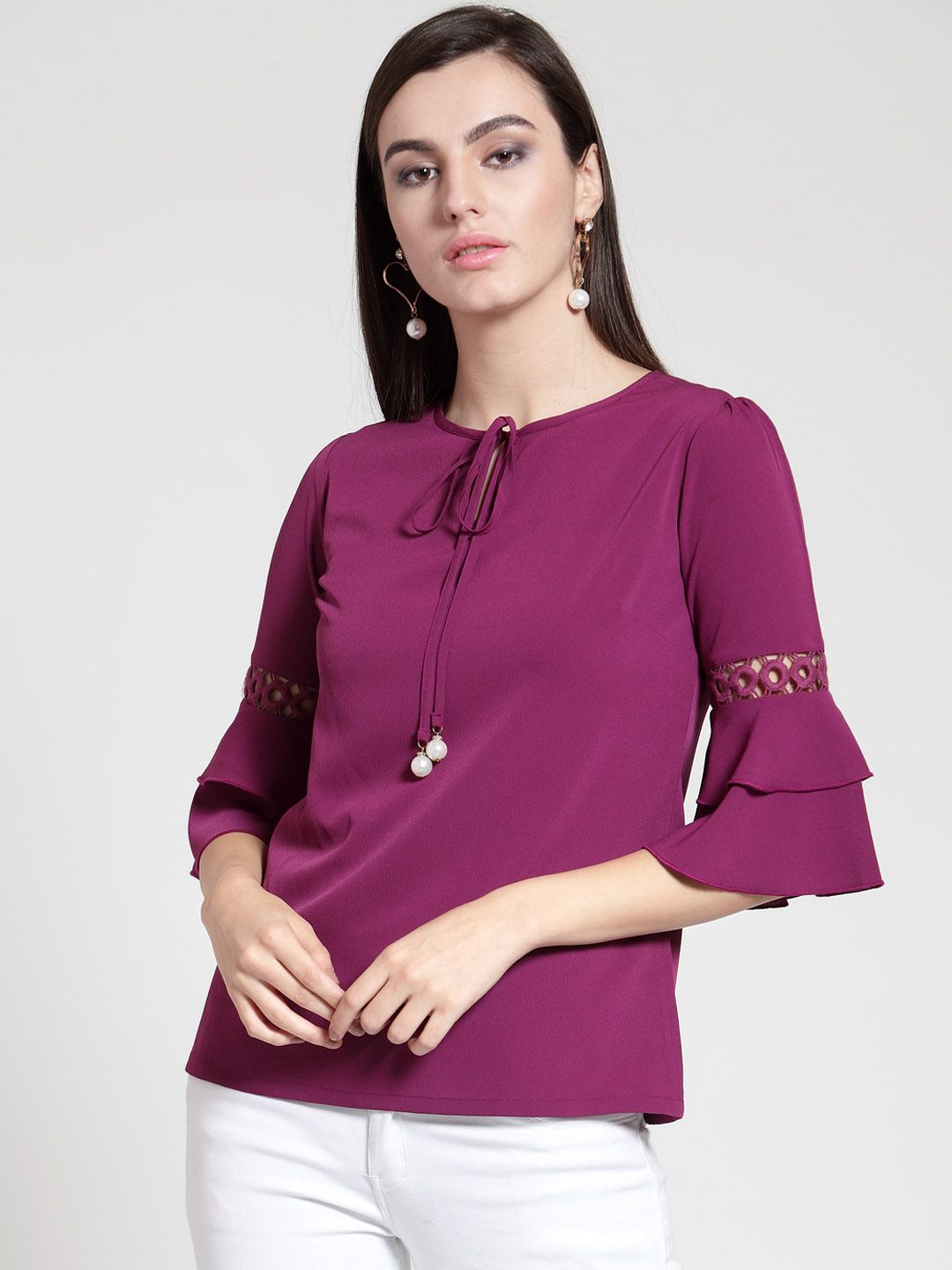 plusS Women Purple Solid Top (Image - 2)