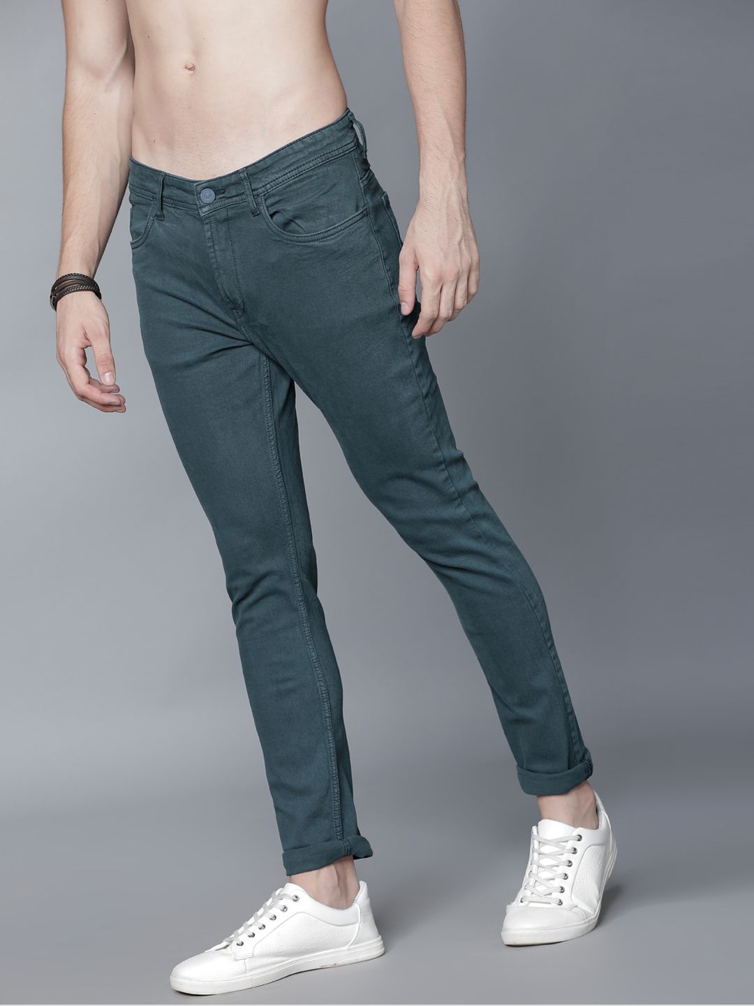 LOCOMOTIVE Men Green Slim Fit Mid-Rise Clean Look Stretchable Jeans (Image - 1)