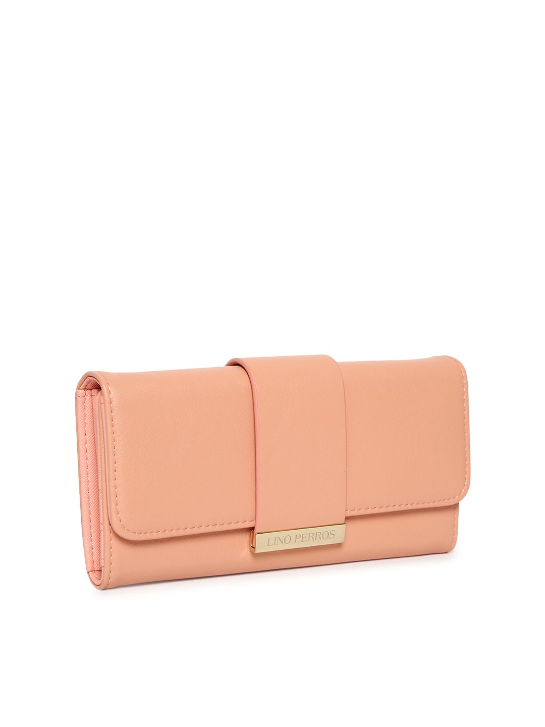 Lino Perros Women Peach-Coloured Solid Three Fold Wallet (Image - 1)
