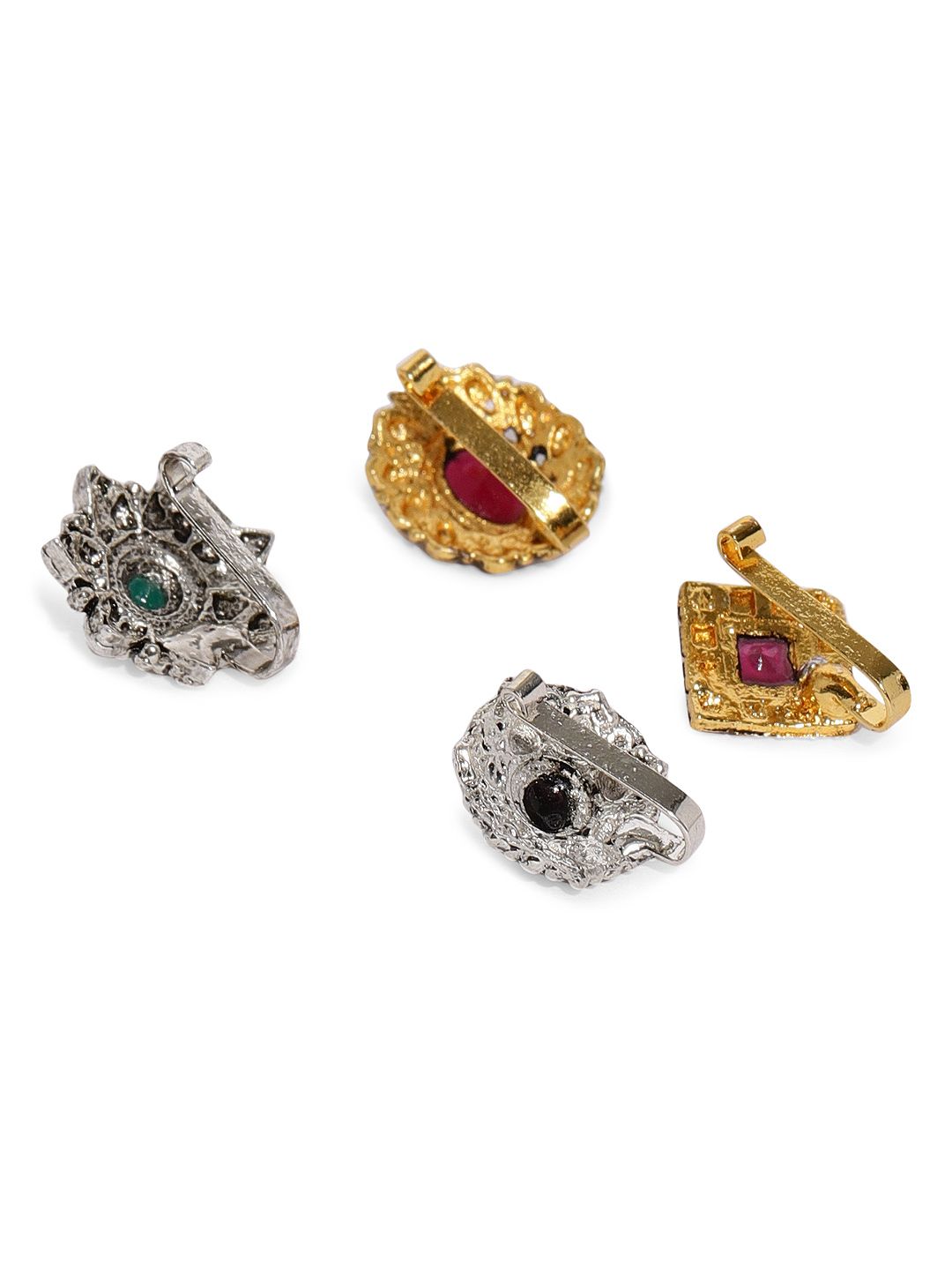 Zaveri Pearls Set Of 4 Oxidized Adjustable Nose Pin (Image - 1)