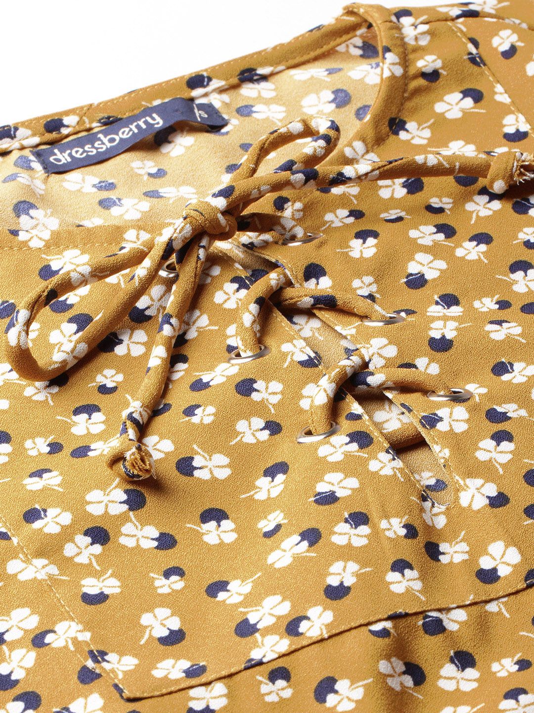DressBerry Women Mustard Yellow Printed Top (Image - 1)