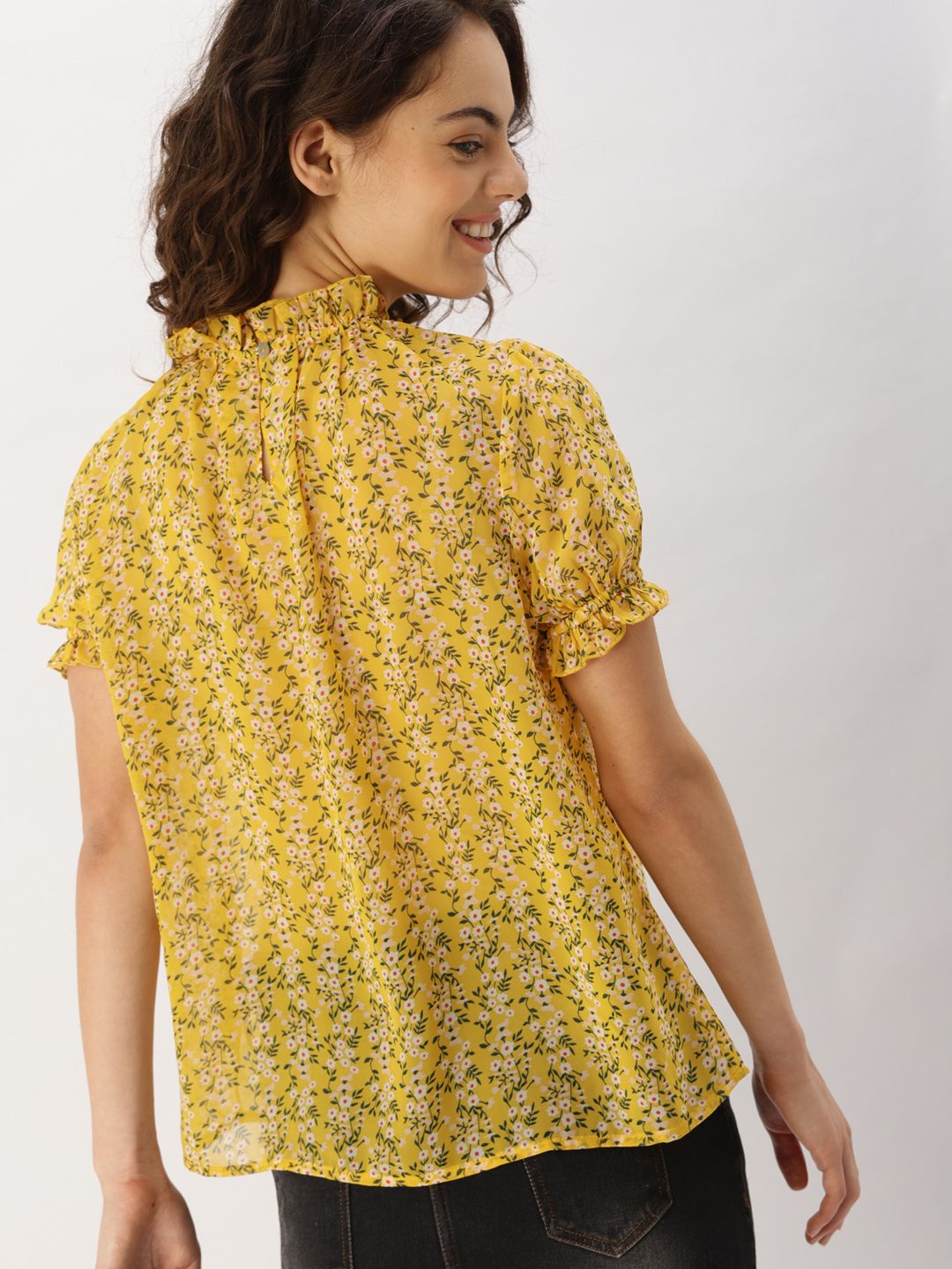 DressBerry Women Yellow Printed Top (Image - 3)