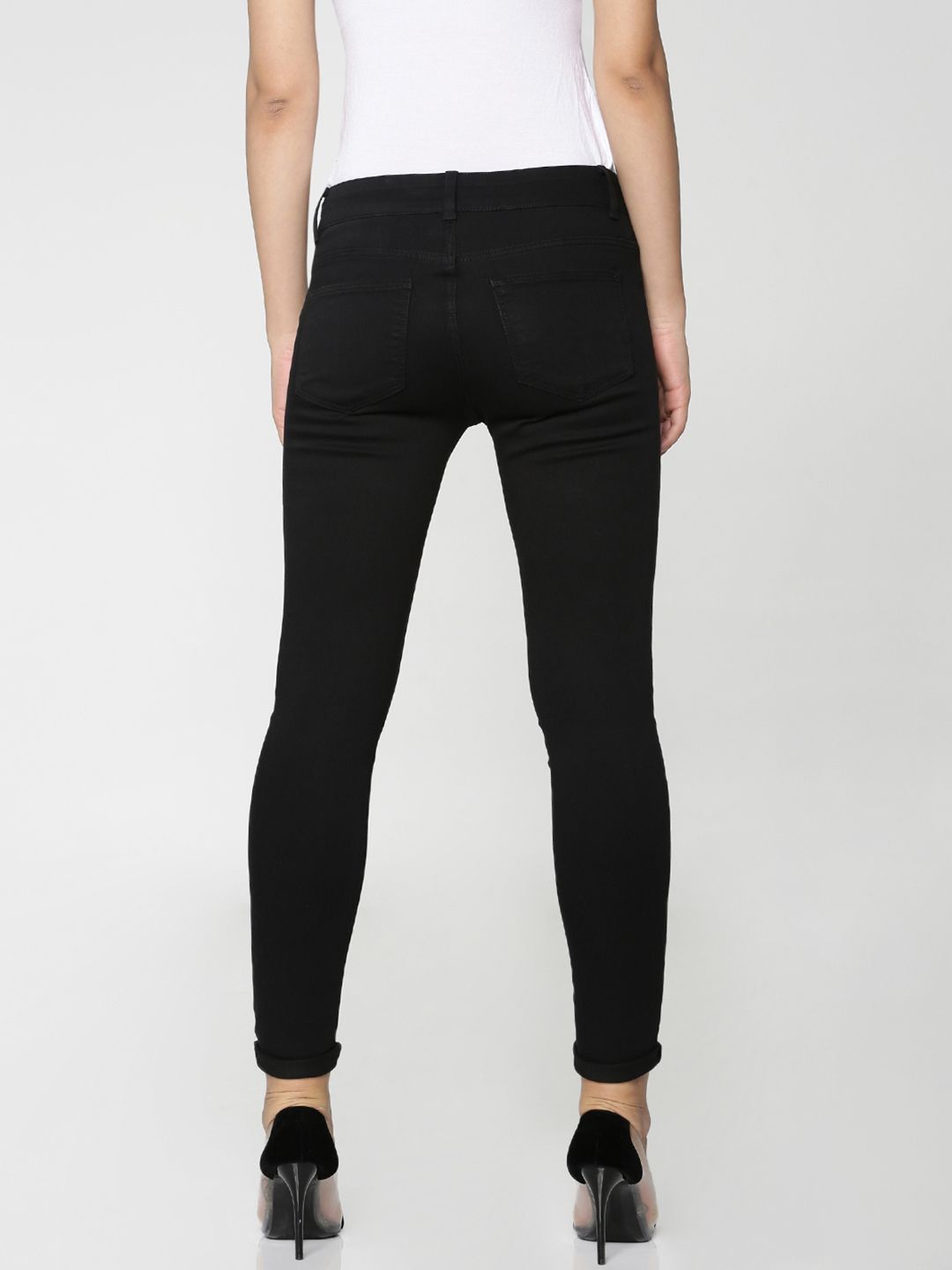 ONLY Women Black Skinny Fit Mid-Rise Clean Look Stretchable Jeans (Image - 2)