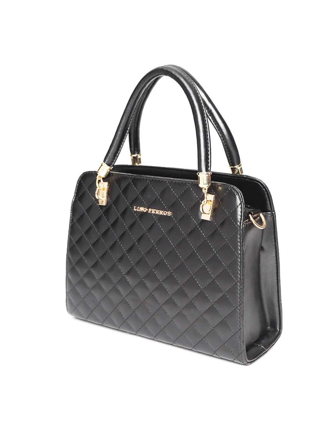 Lino Perros Black Quilted Solid Handheld Bag (Image - 1)