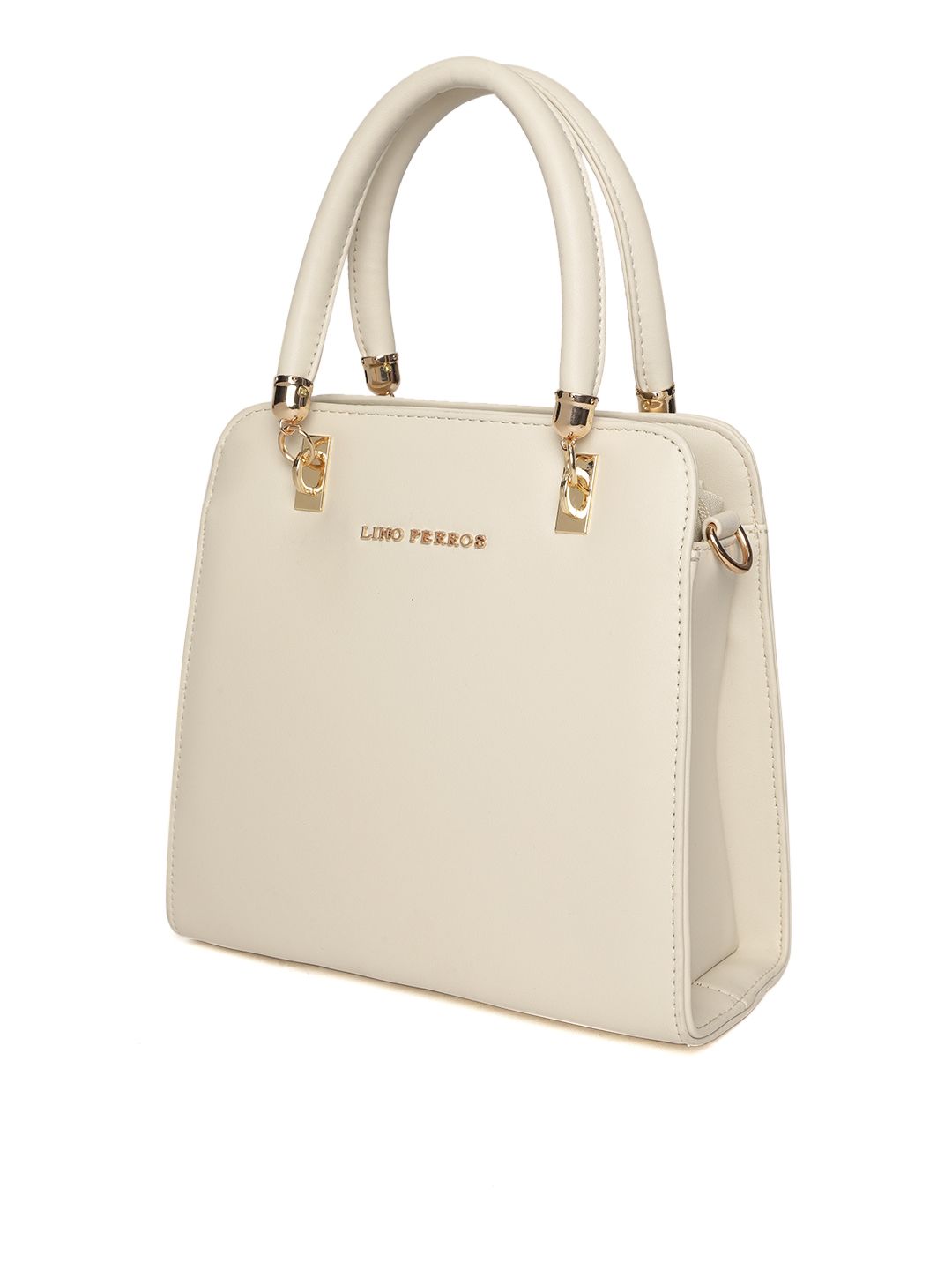 Lino Perros Off-White Solid Handheld Bag with Detachable Sling Strap (Image - 1)