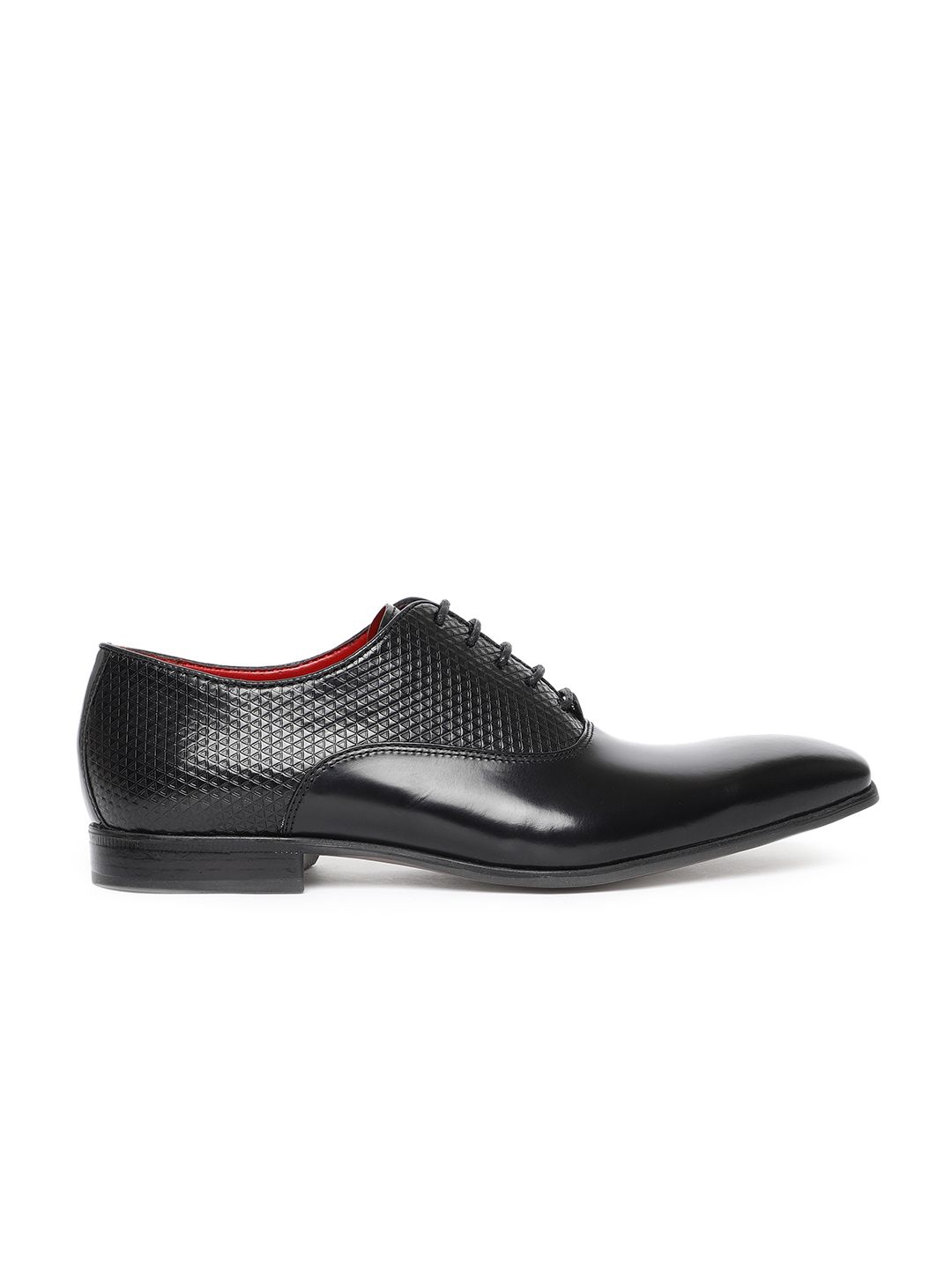 Ruosh Men Black Textured Formal Leather Derbys (Image - 2)