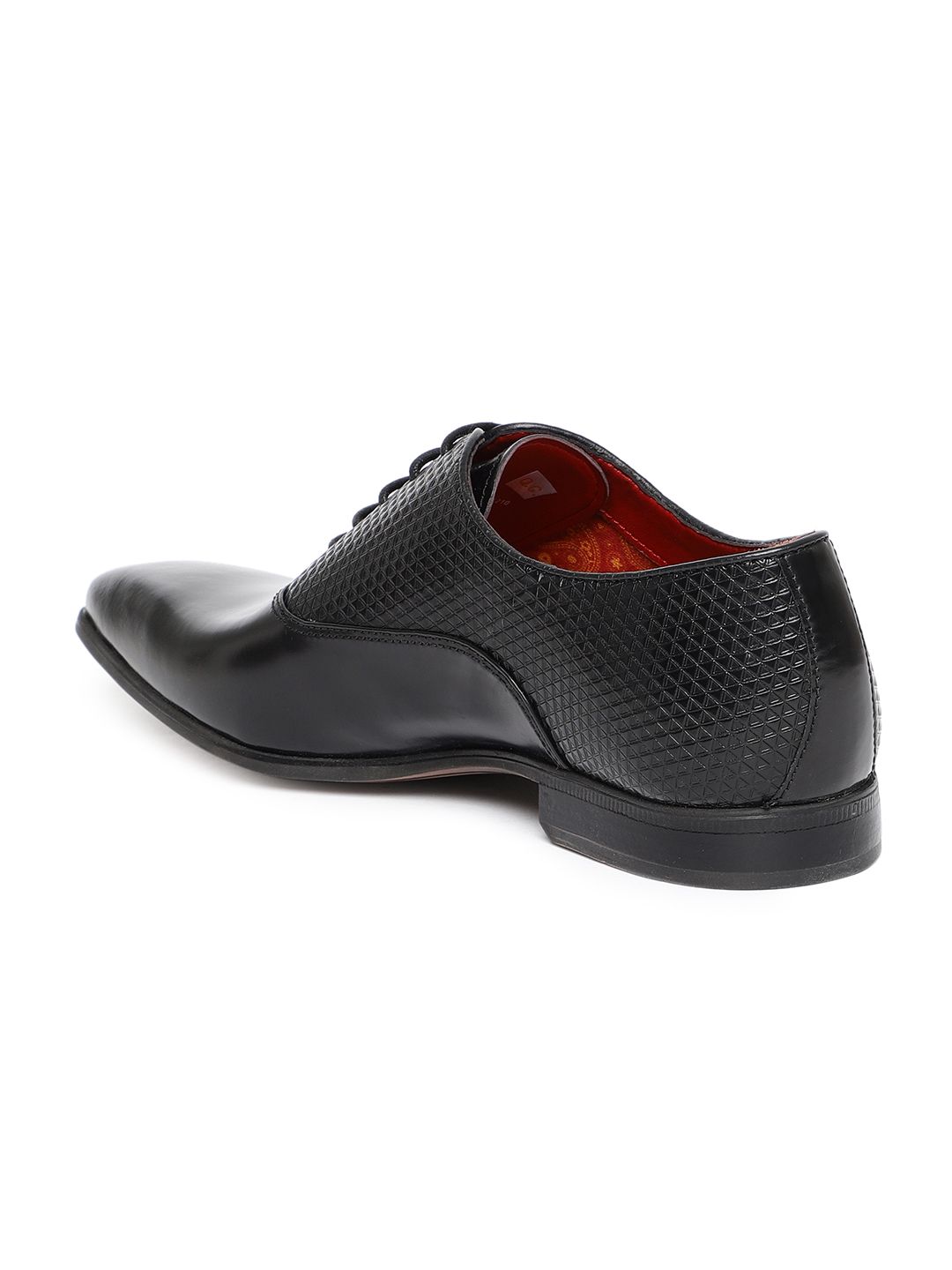 Ruosh Men Black Textured Formal Leather Derbys (Image - 1)