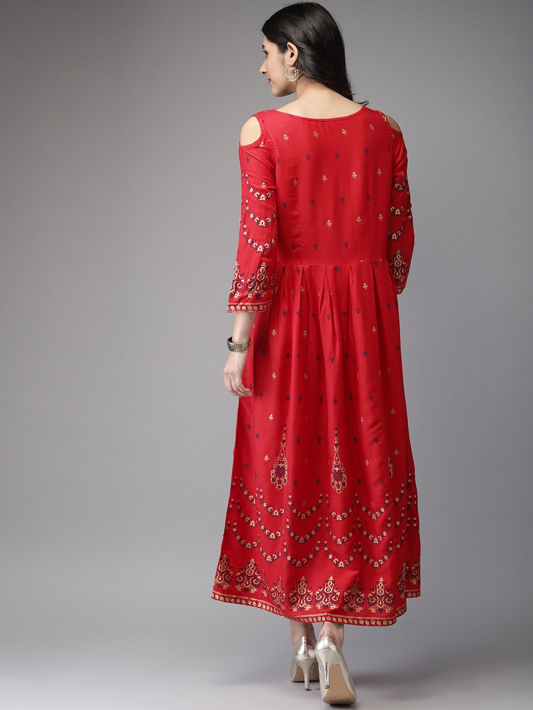 Anouk Women Red Printed A-Line Kurta (Image - 3)