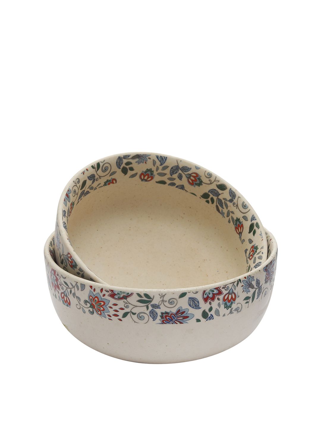 MIAH Decor Set of 2 Cream-Coloured Printed Serving Bowl (Image - 3)