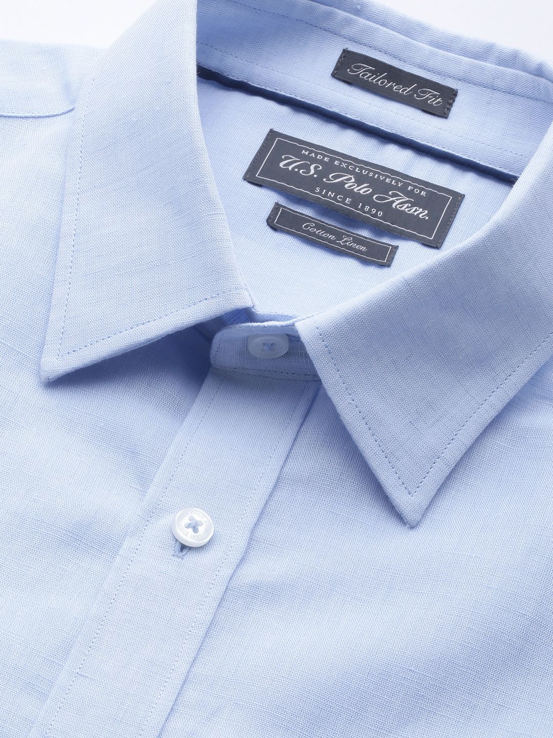 U.S. Polo Assn. Men Blue Tailored Fit Solid Formal Shirt (Image - 1)