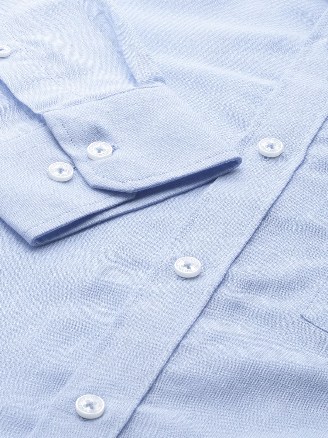 U.S. Polo Assn. Men Blue Tailored Fit Solid Formal Shirt (Image - 2)