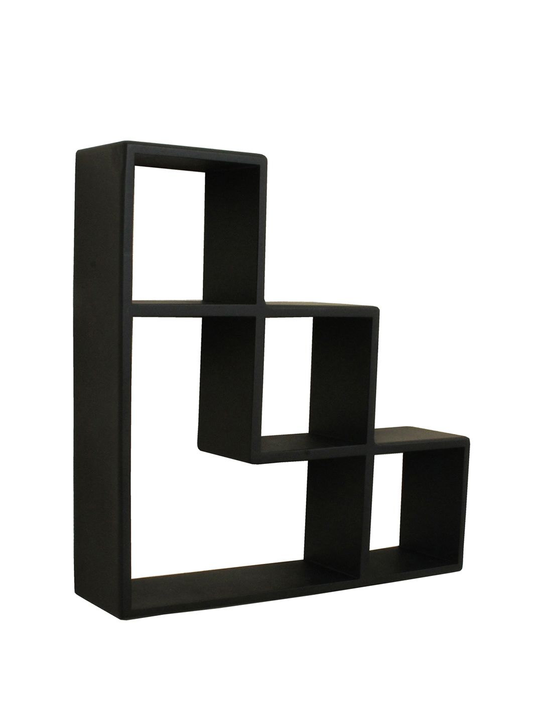 Home Sparkle Black MDF Basic L-Shaped Wall Shelf (Image - 1)