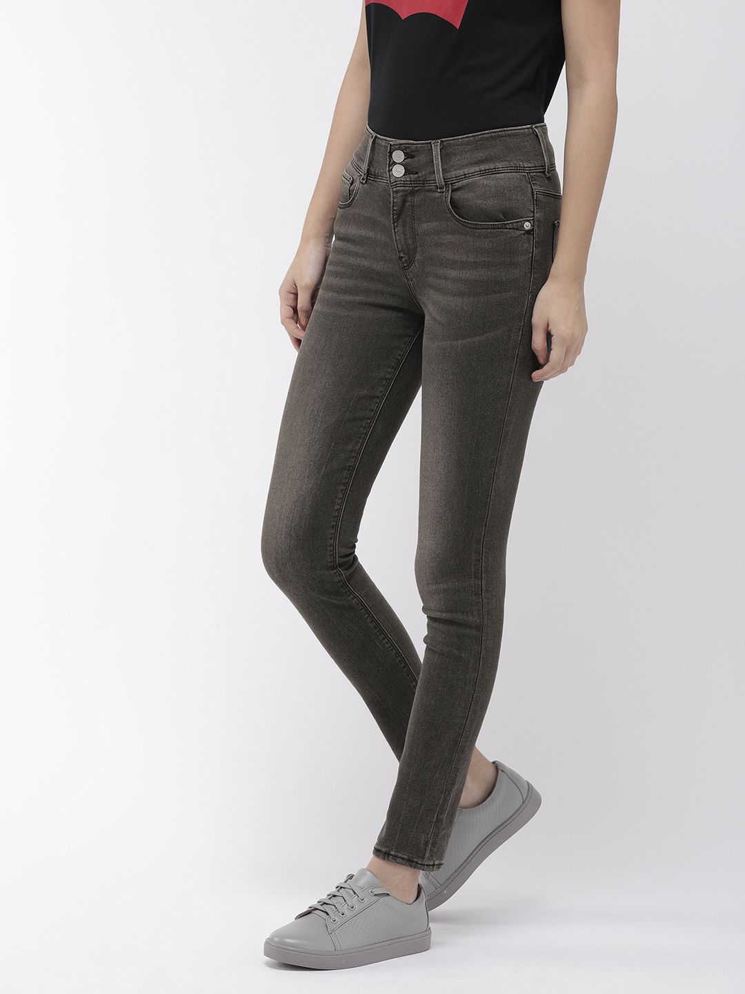 Levis Women Grey 721 Skinny Jeans Fit High-Rise Clean Look Stretchable Jeans (Image - 1)