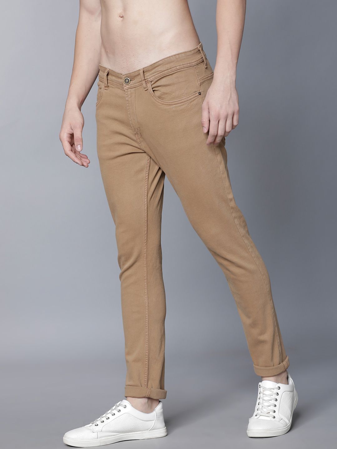 LOCOMOTIVE Men Khaki Slim Fit Mid-Rise Clean Look Stretchable Jeans (Image - 1)
