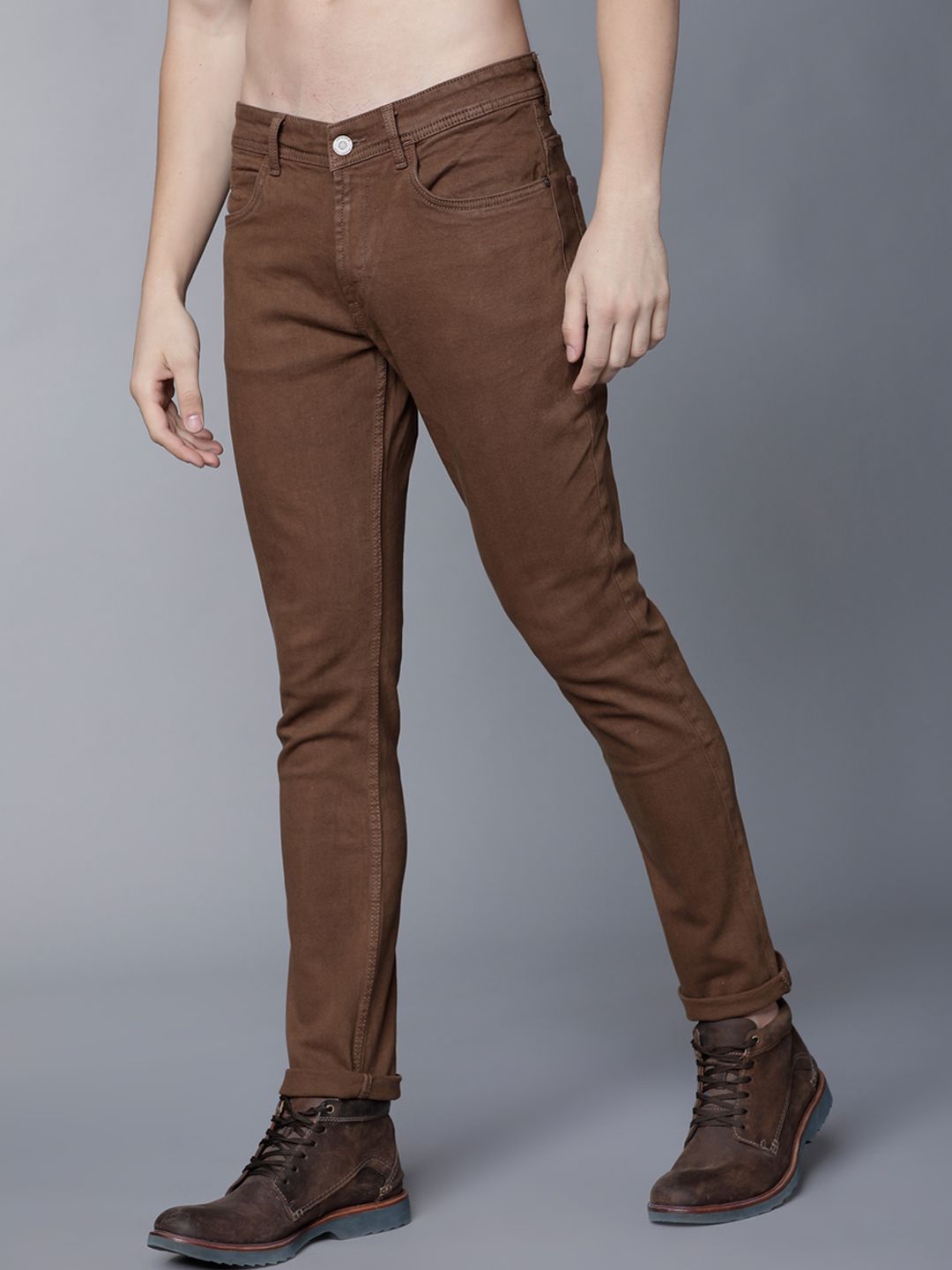 LOCOMOTIVE Men Brown Slim Fit Mid-Rise Clean Look Stretchable Jeans (Image - 1)