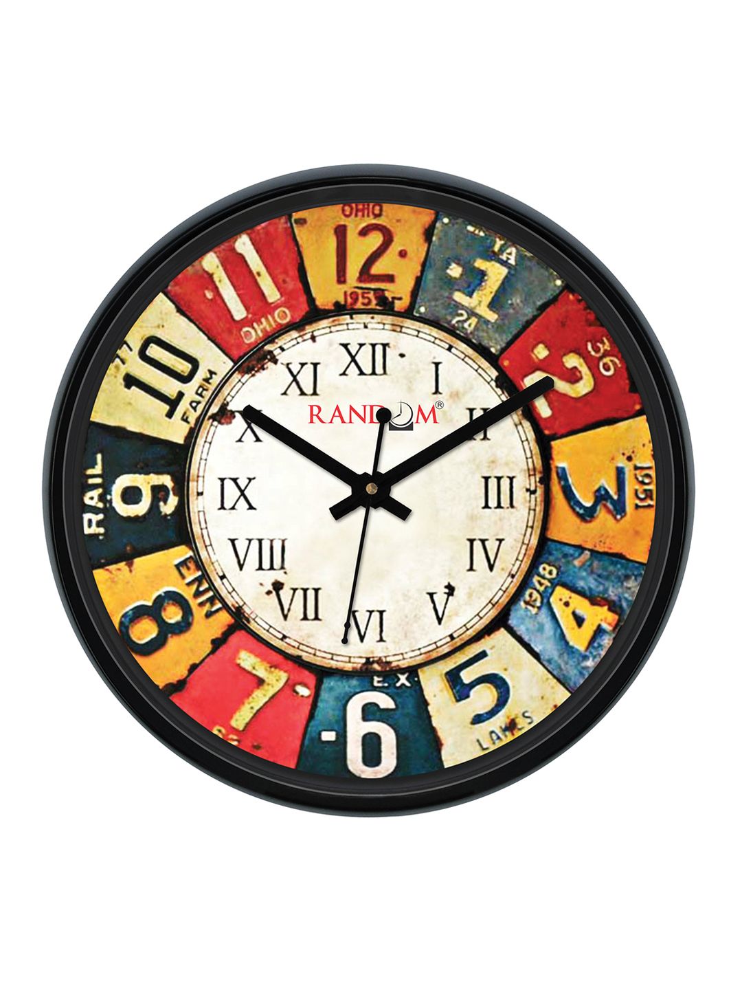 RANDOM Multicoloured Round Printed Analogue Wall Clock 30 cm (Image - 1)