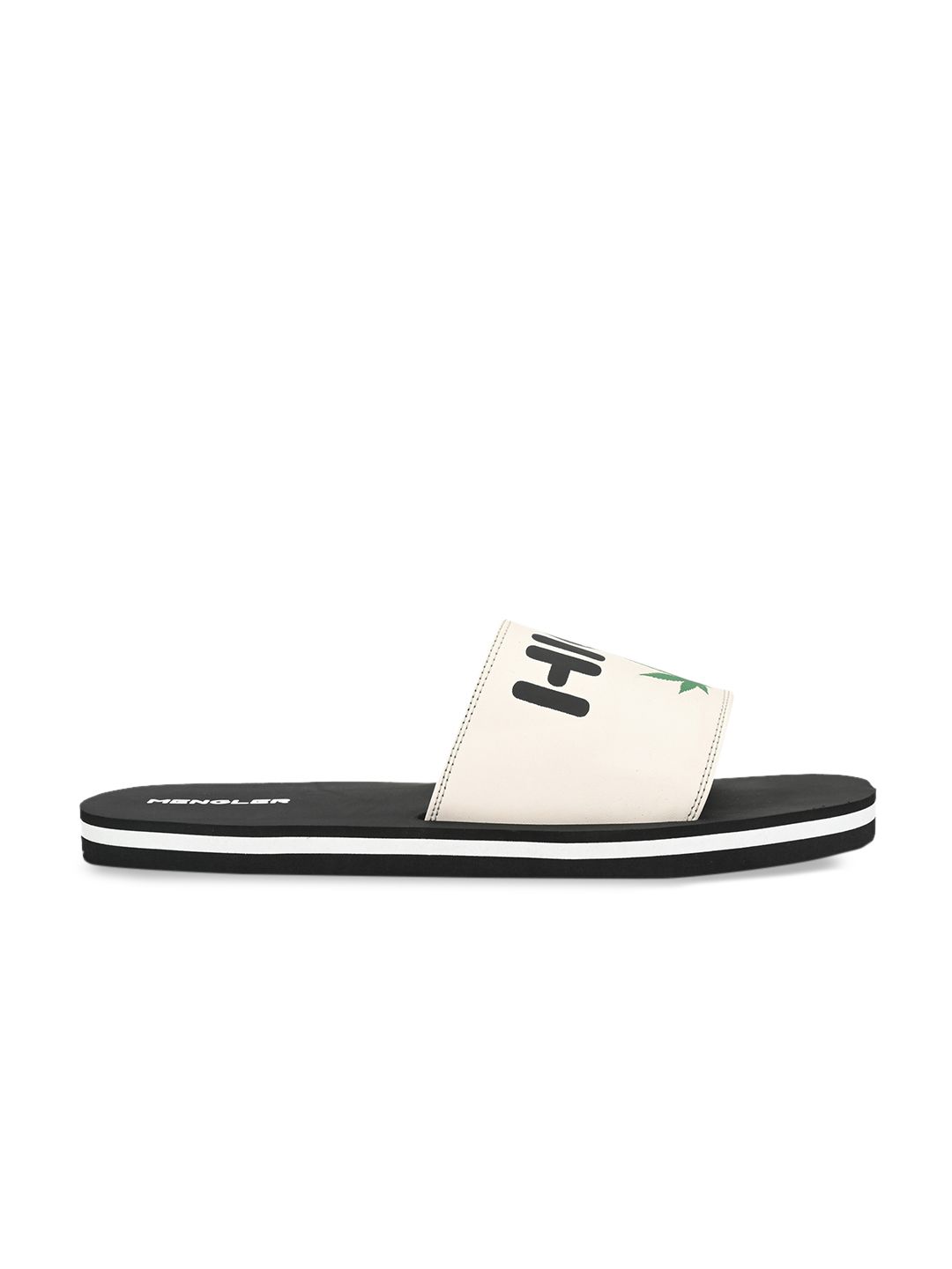 MENGLER Men Off-White Printed Sliders (Image - 2)