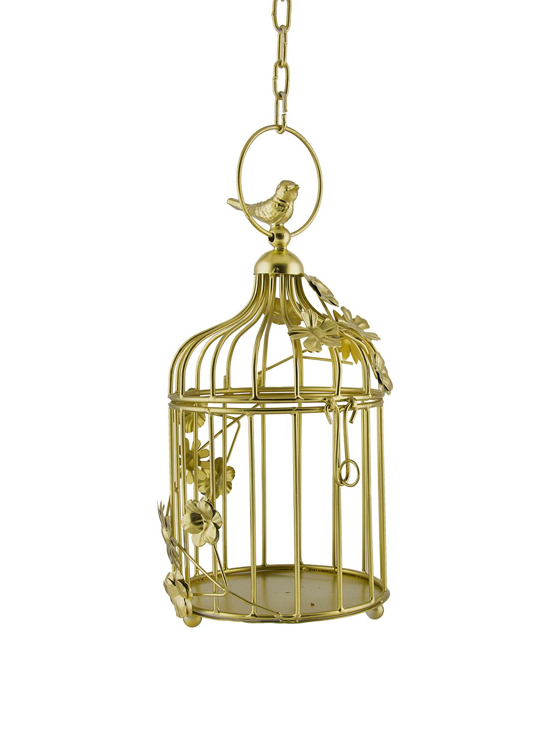 Homesake Gold-Toned Set of 2 Hand-Crafted Bird Cage Showpiece with Hanging Chain (Image - 2)