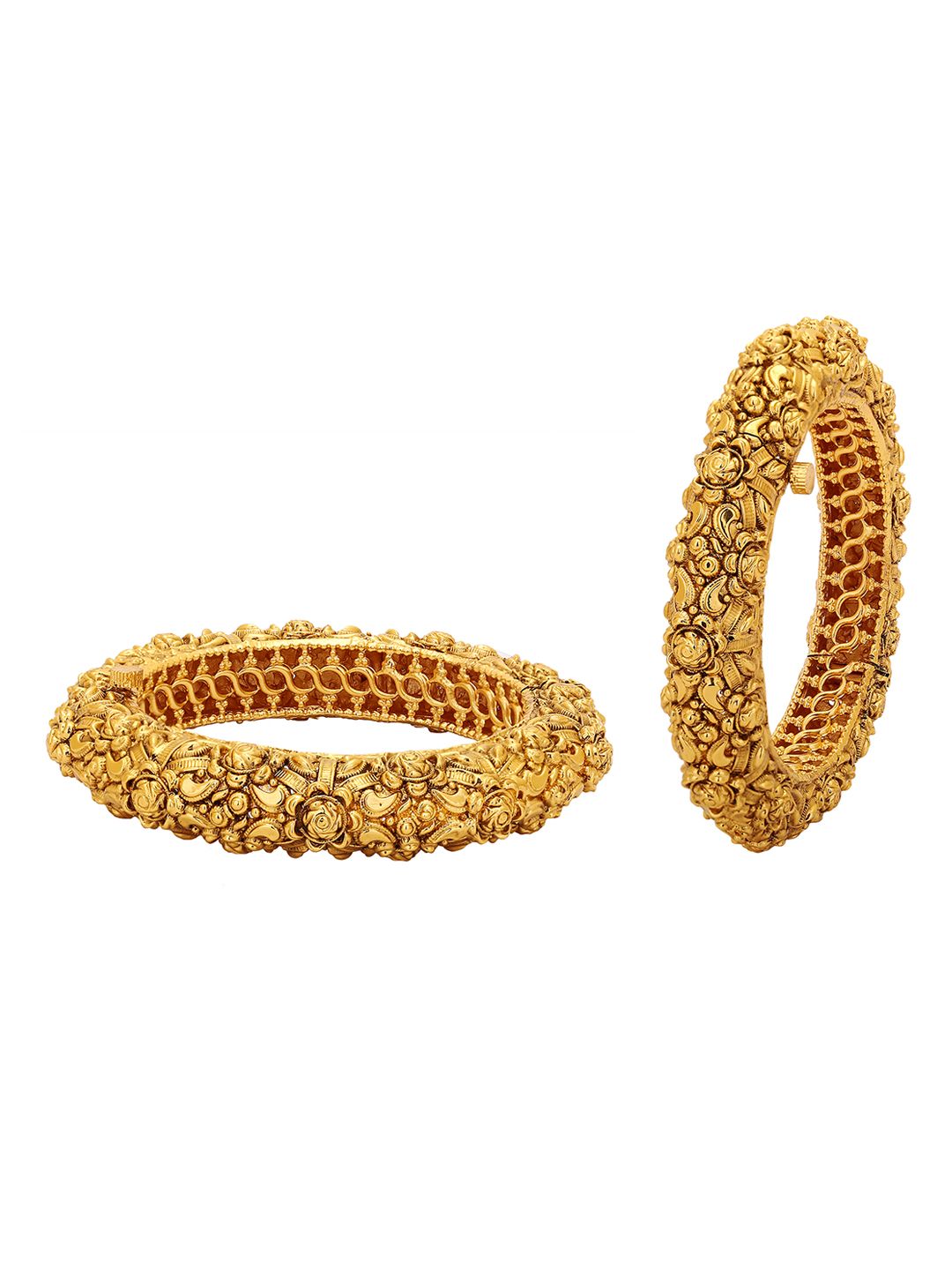 Adwitiya Collection Set of 2 24KT Gold-Plated Bangles (Image - 1)