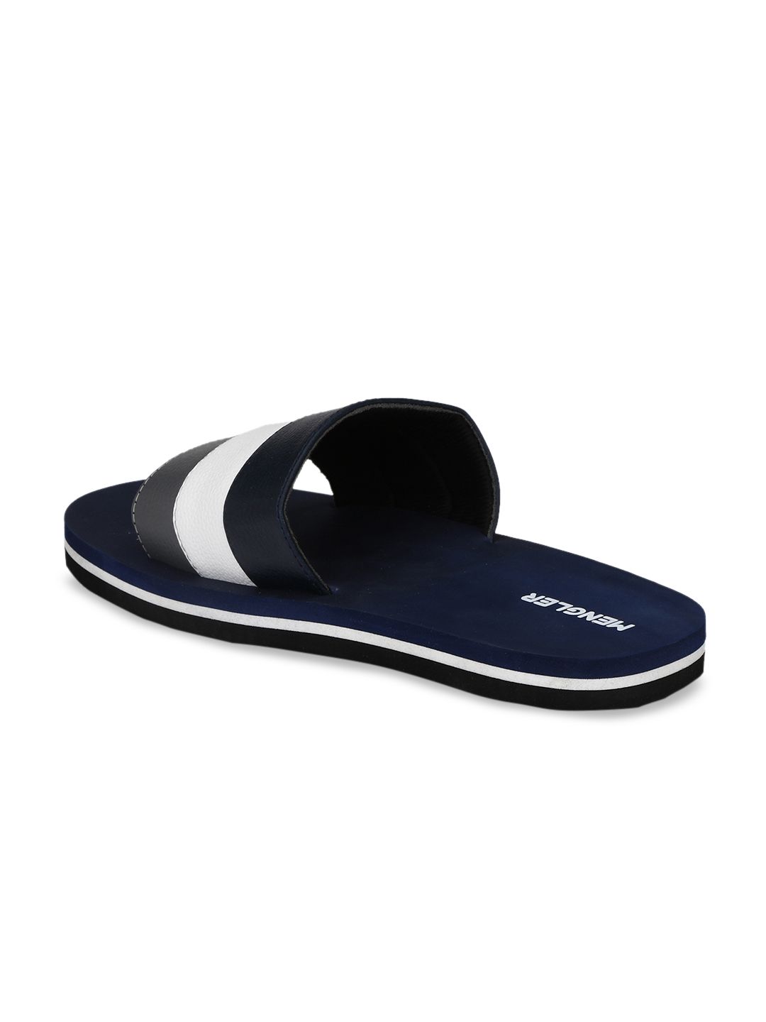 MENGLER Men Navy Blue Colourblocked Sliders (Image - 1)