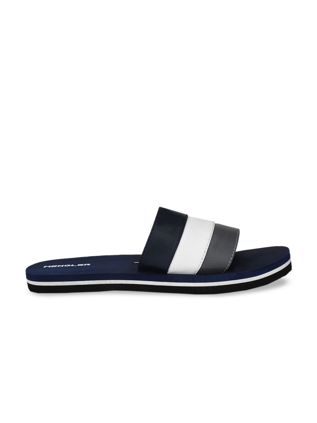MENGLER Men Navy Blue Colourblocked Sliders (Image - 2)