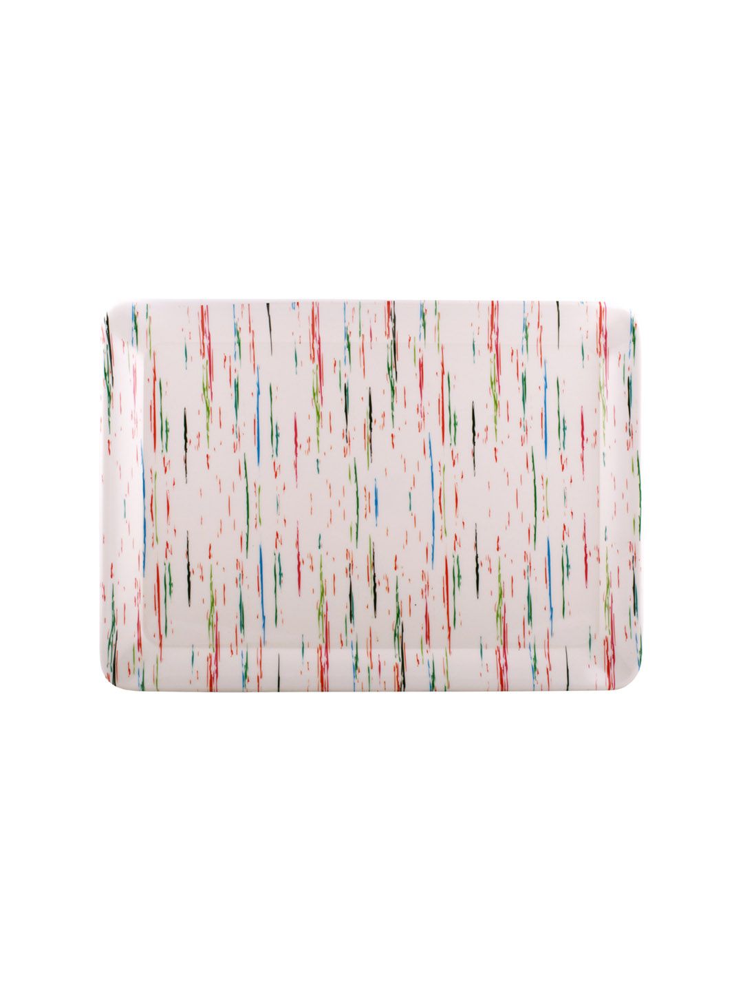 GOODHOMES Set of 3 Off-White & Red Printed Melamine Serving Trays (Image - 2)