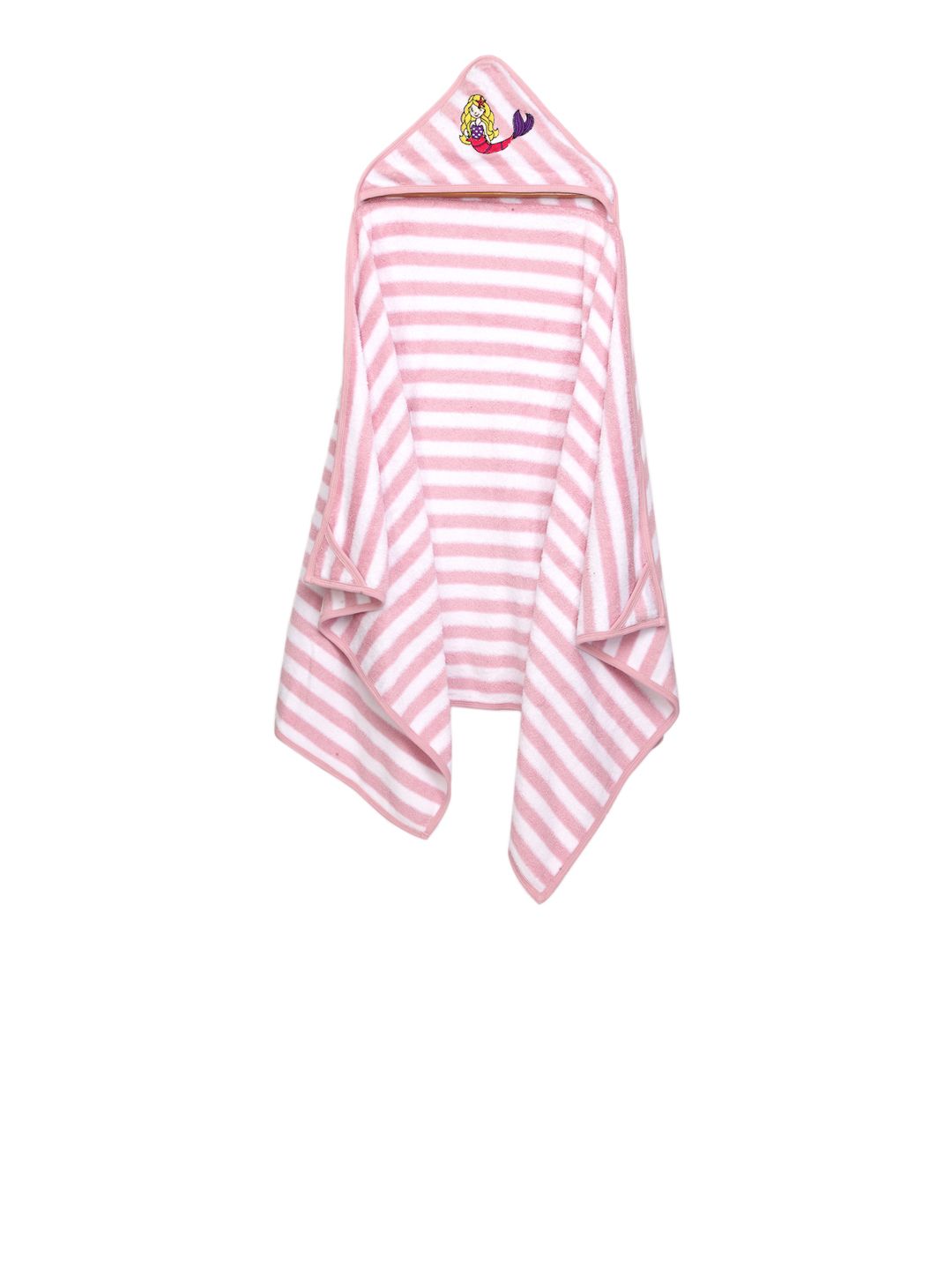 My Milestones Kids Pink & White Striped 380GSM Hooded Bath Towel Wrap (Image - 1)